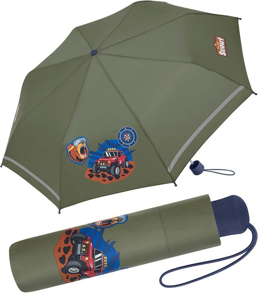 Typ Adventure Kinder für für der Taschenschirm Regenschirm Kinder Scout Kinderschirm, gemacht, Marke und Taschenregenschirm Scout, reflektierend Mini - bedruckt, leicht mit extra