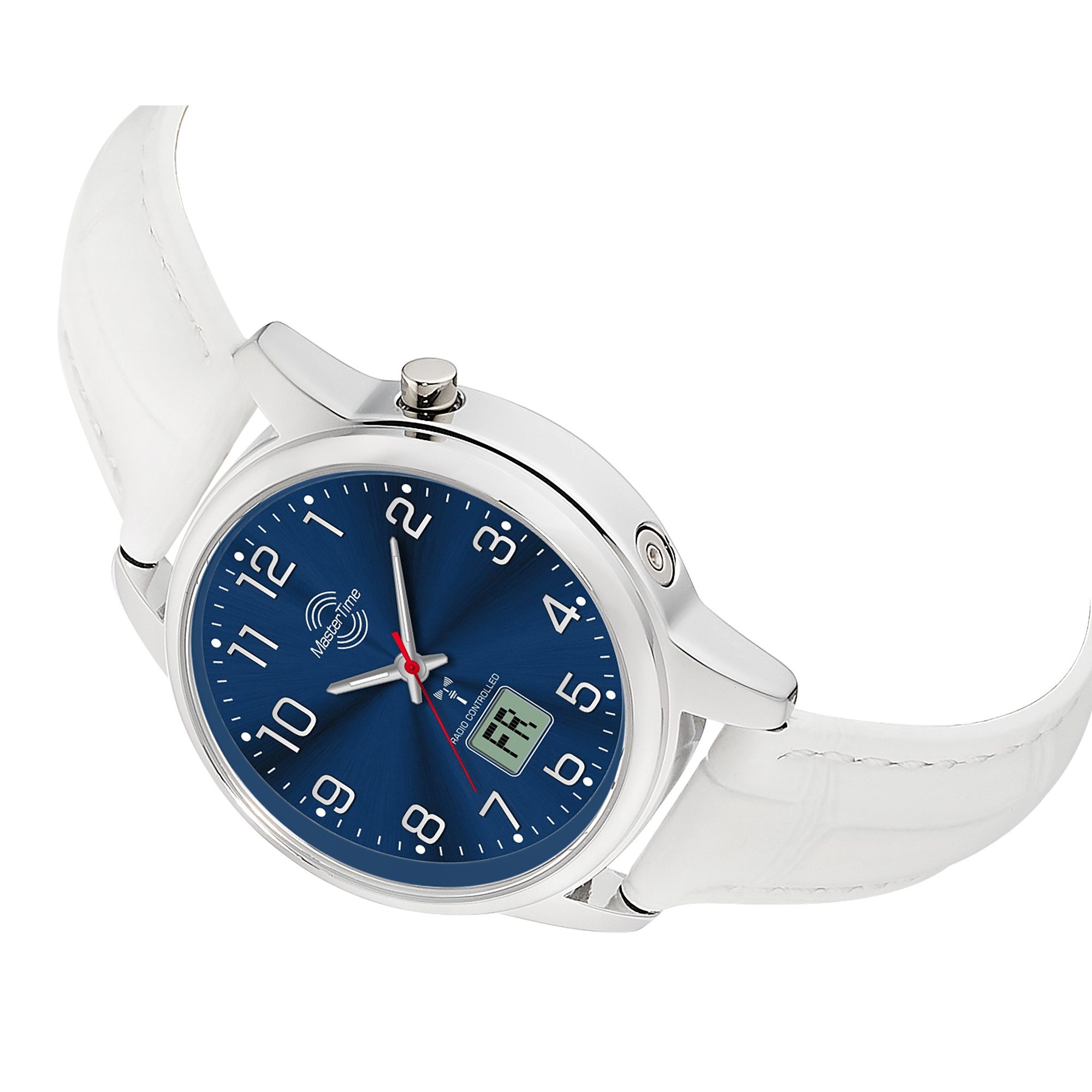 MASTER TIME Funkuhr Lady Line MTLA-101000-32L, Quarzuhr, Armbanduhr, Damenuhr, Lederarmband, analog, digital