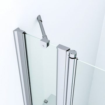 AQUABATOS Walk-in-Dusche Duschabtrennung Duschwand Glaswand Duschtrennwand Falttür Drehfalttür, 6 mm Einscheibensicherheitsglas, erhältlich in 6 verschiedenen Breiten, Nano Beschichtung, Barrierefrei
