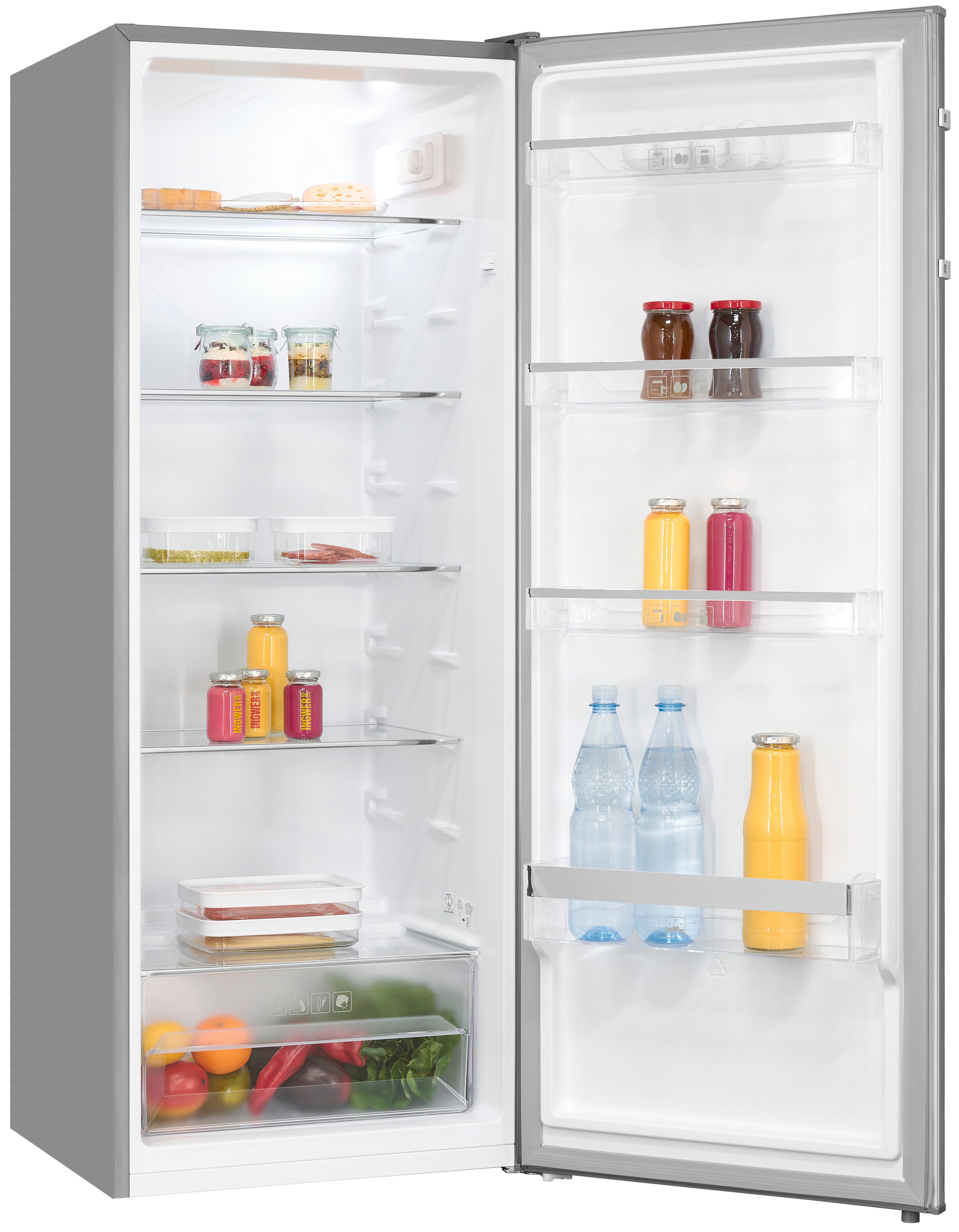 exquisit Vollraumkühlschrank KS320-V-H-040D inoxlook, 142,6 cm hoch, 54,5 cm breit, Flexibel & effizient: 242 L Kühlschrank mit Abtau-Automatik