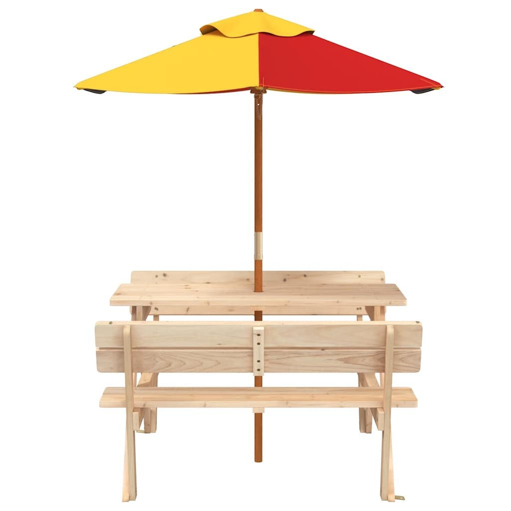 vidaXL Gartentisch Picknicktisch für 4 Kinder mit Sonnenschirm Massivholz Tanne (1-St)