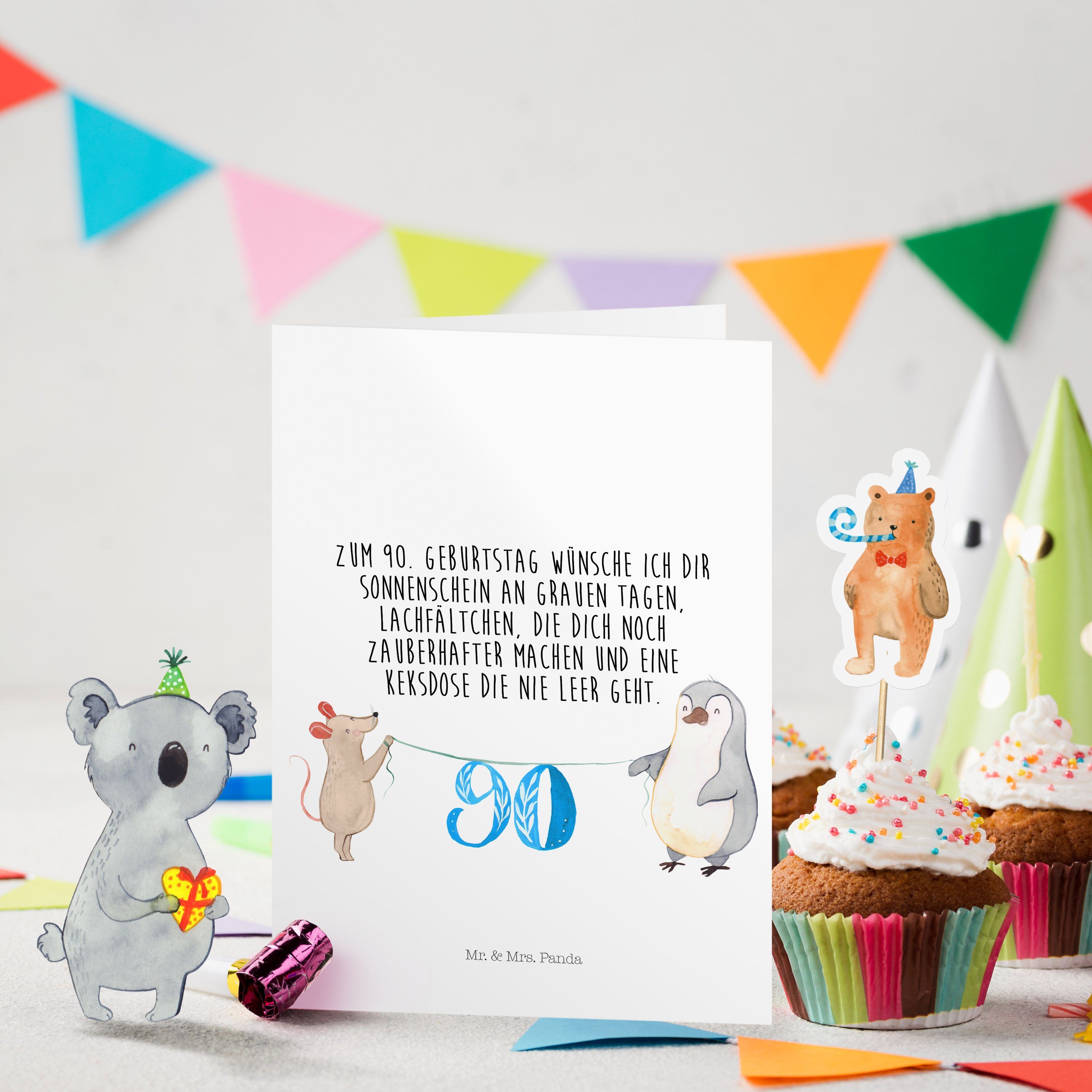 Geschenk, Mr. Einl - 90. Mrs. Weiß Panda Geburtstagskarte, & Geburtstag - Maus Pinguin Geburtstagskarten