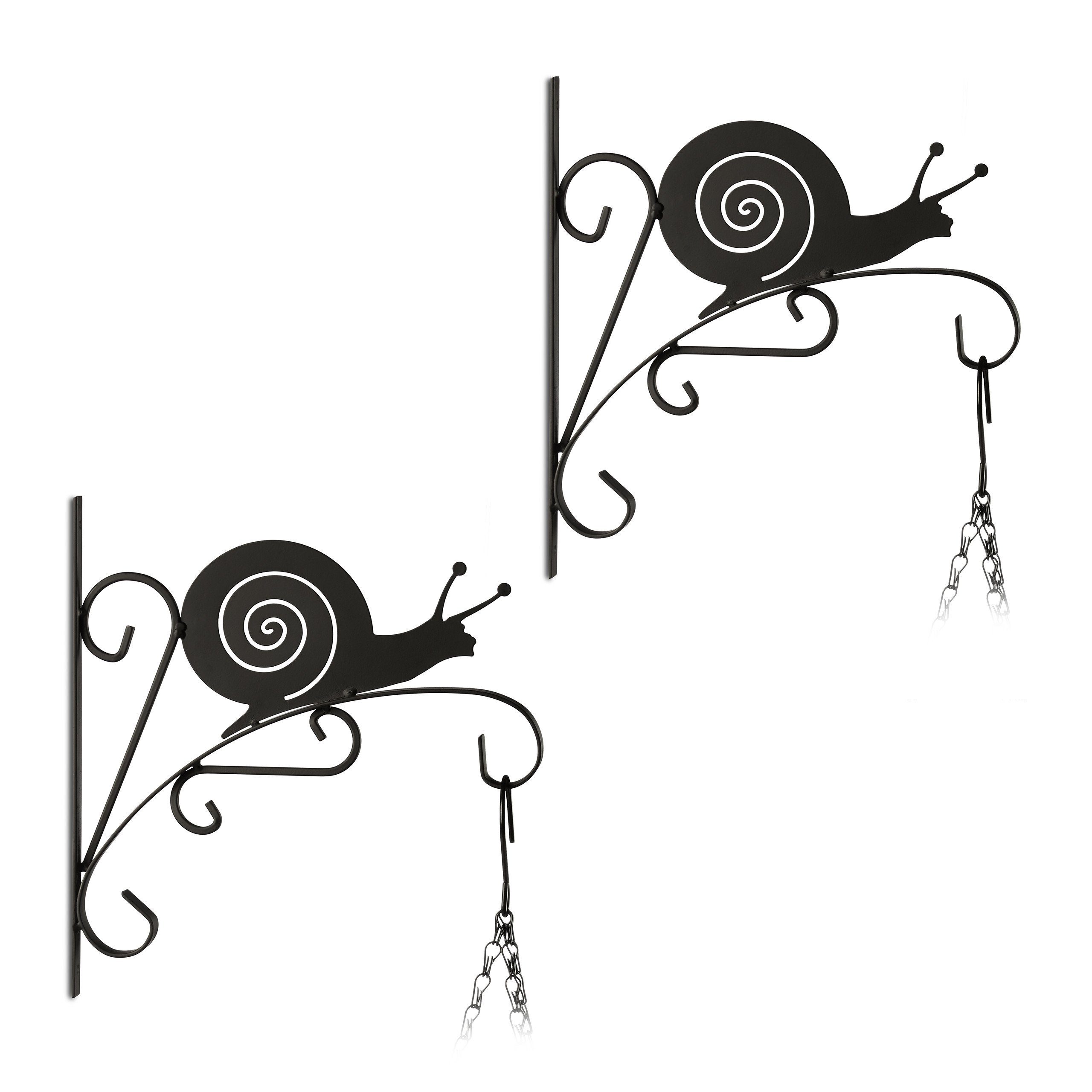 relaxdays Wandhaken Blumenampelhalterung 2er Set Schnecke
