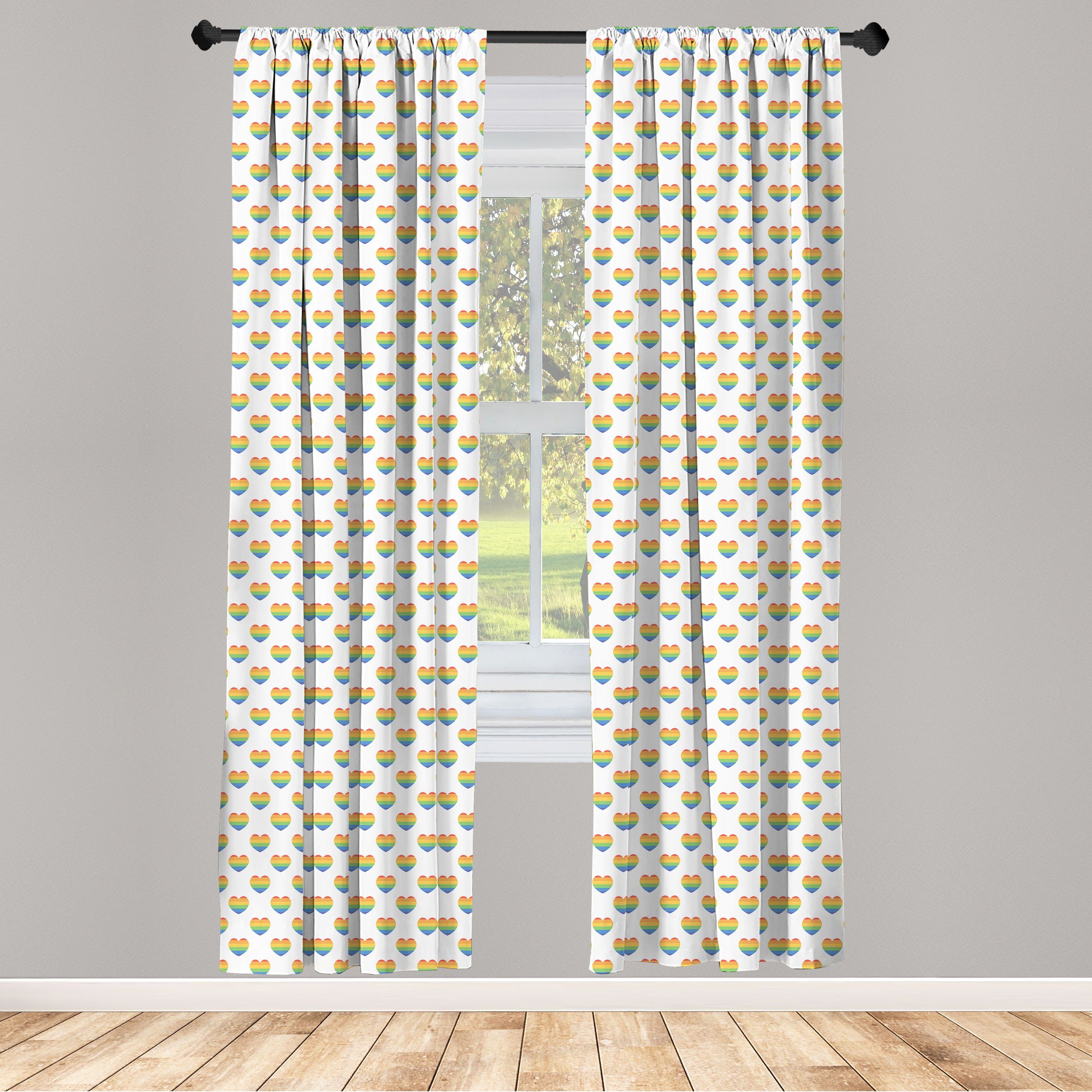Gardine Vorhang für Wohnzimmer Schlafzimmer Dekor, Abakuhaus, Microfaser, Herz LGBT-Community Theme Form