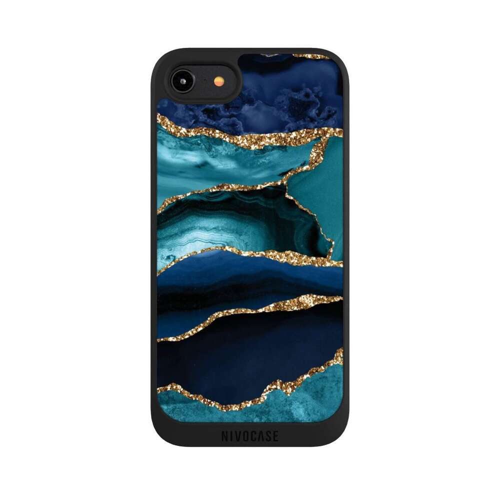 NIVOCASE Handyhülle Marmor Trends Glitzer Look, Apple iPhone 8 Handyhülle Hülle NIVOpure Case Schwarz