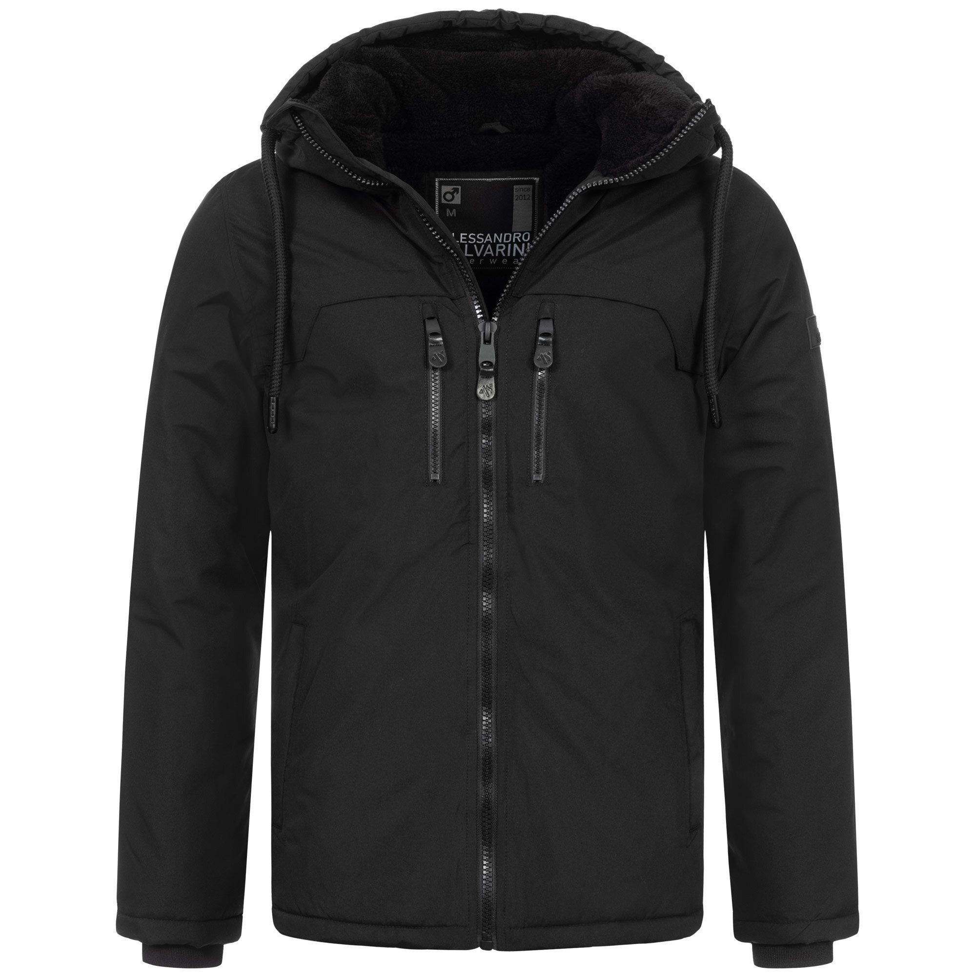 Alessandro Salvarini Winterjacke ASMori mit warmem Teddyfell Schwarz