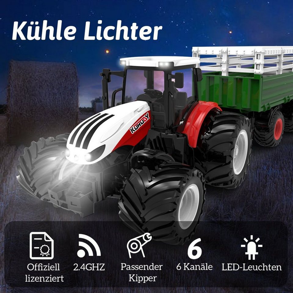 Esun RC-Traktor Ferngesteuerter Traktor mit Anhänger,Traktor