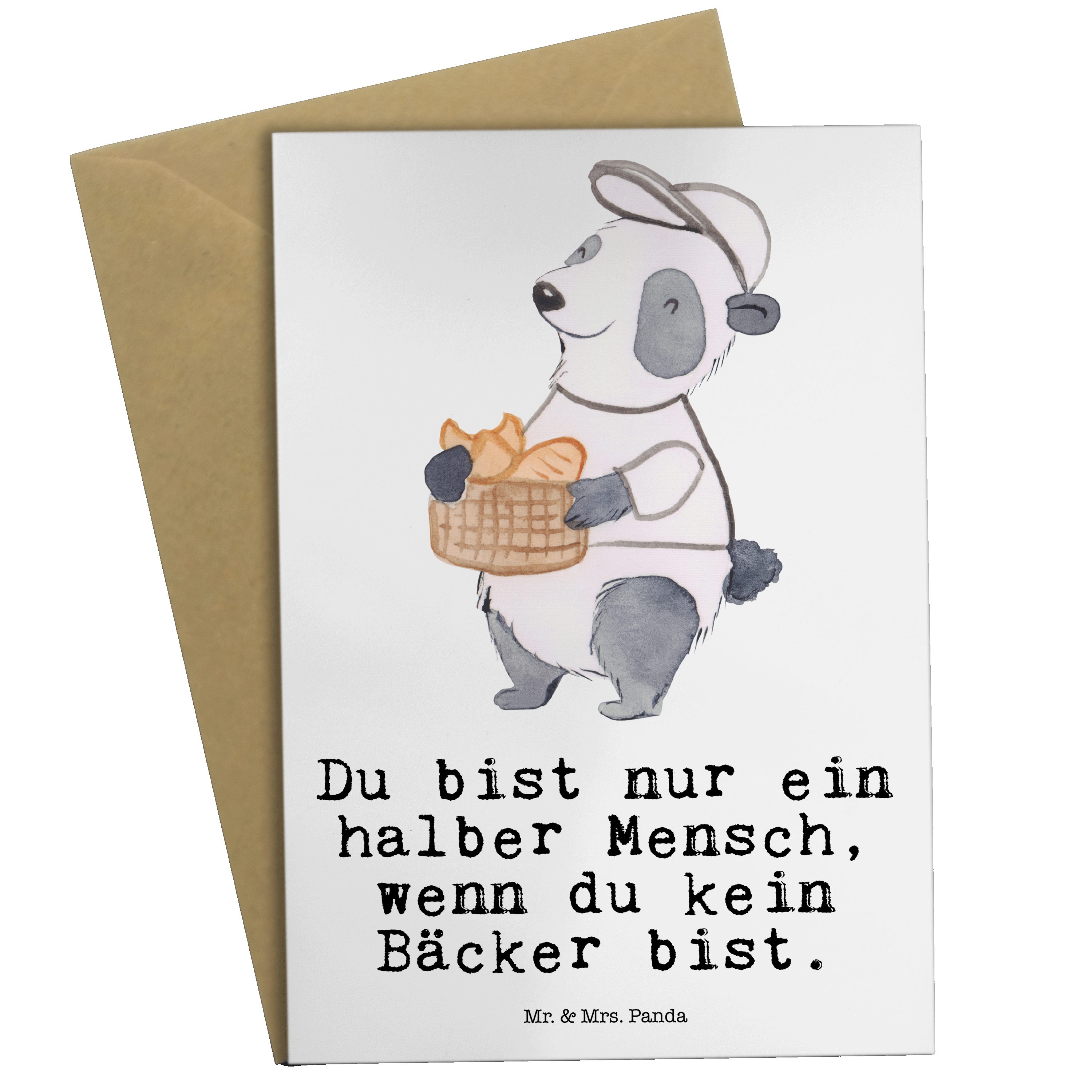 Mr. & - selbstgebacken, Geburtstagskarte Bäcker Panda Grußkarte Mrs. Weiß Geschenk, Herz - mit