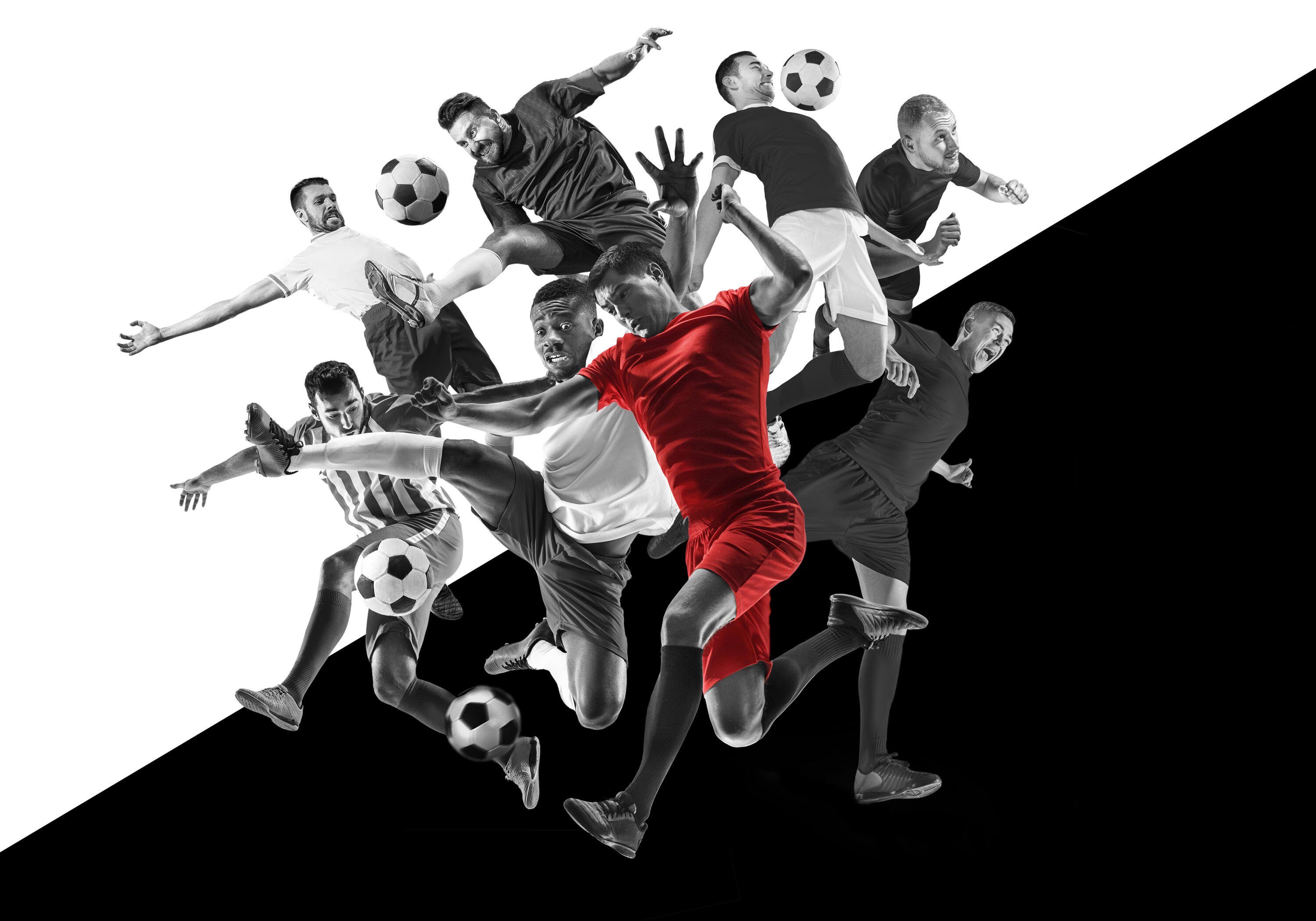 wandmotiv24 Fototapete Fußballspieler glatt, in Weiß Vliestapete Wandtapete, und Rot, Schwarz Motivtapete, matt