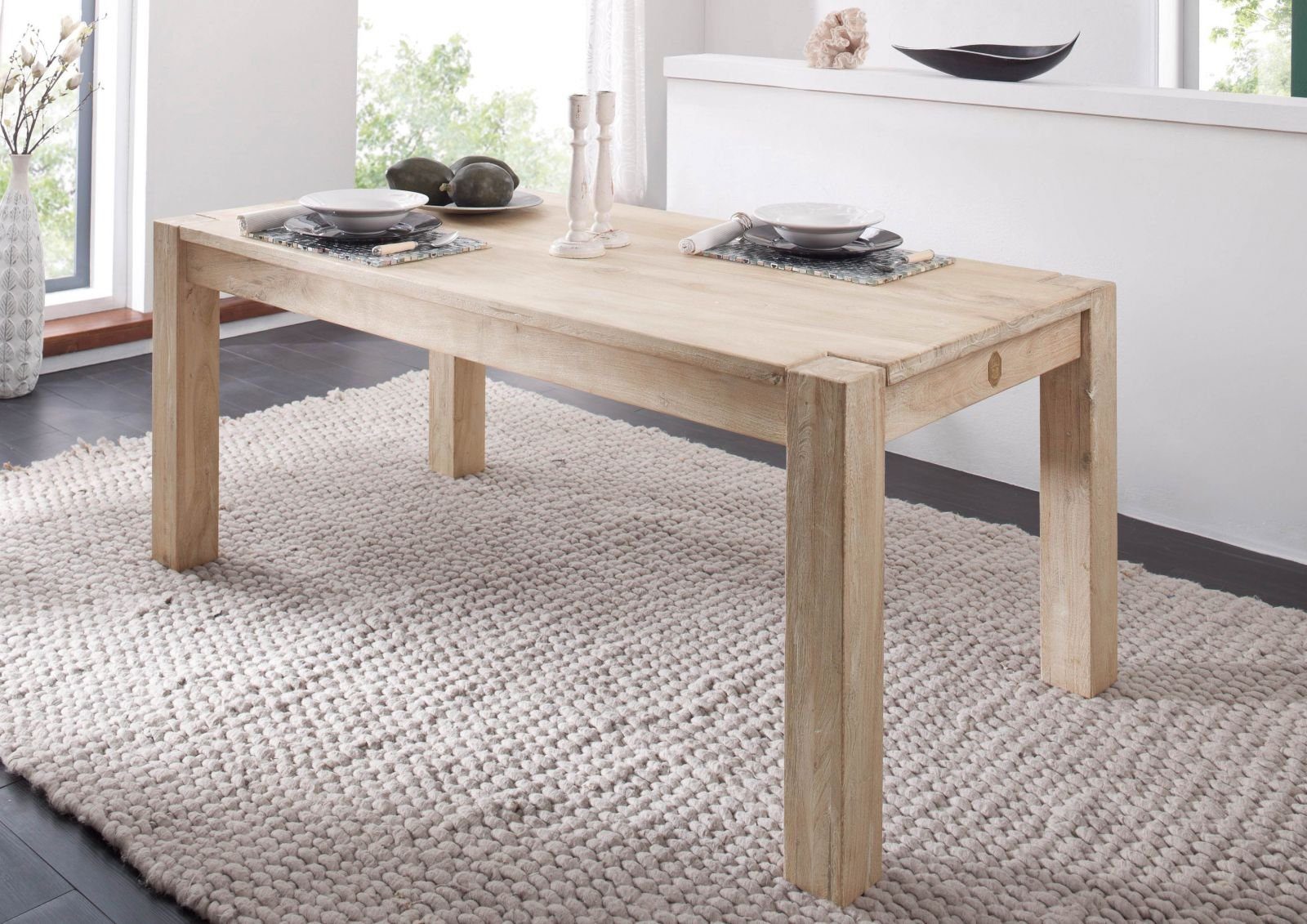 Massivmoebel24 Esstisch NATURE WHITE (Massivholz, Massivholztisch), Esstisc günstig online kaufen