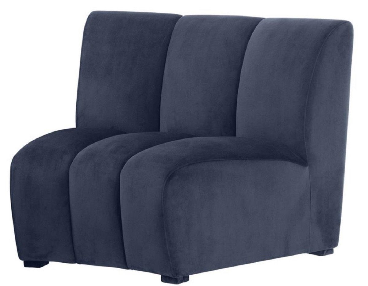 Casa Padrino Sofa Luxus Samt Couch Mitternachtsblau 109 x 95 x H. 83,5 cm - Gebogenes & Erweiterbares Luxus Wohnzimmer Sofa