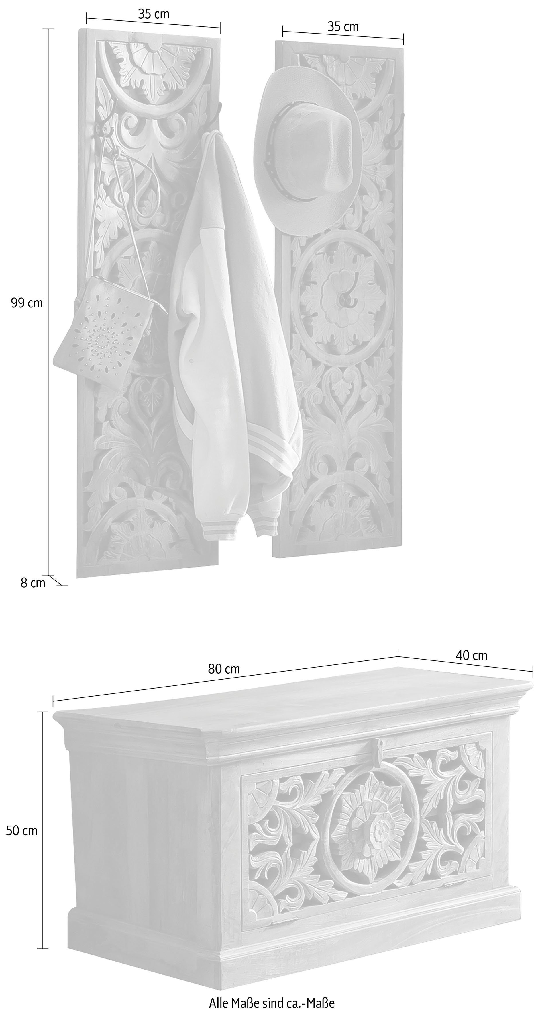 SIT Garderoben-Set Lakadee, (3-St), mit orientalischen Schnitzereien