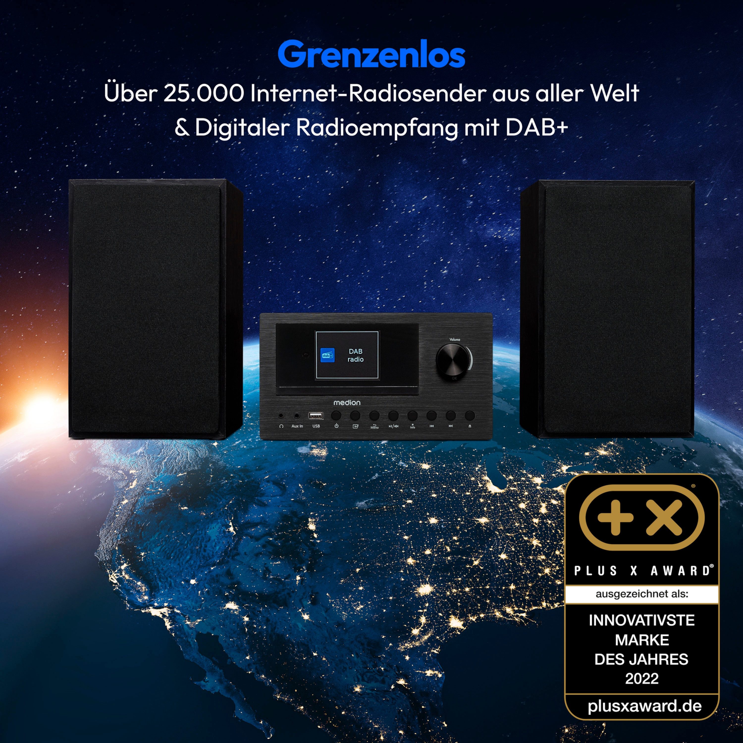 Medion® Audio-System Internet/DAB+ Micro-Audio-System MEDION® LIFE® P85003 (MD85008) (15 W, A2DP Bluetooth, Bluetooth, P85003)