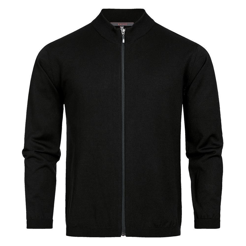 GREIFF Strickjacke Greiff STRICK Herren Strickjacke Reißverschluss Regular Schwarz