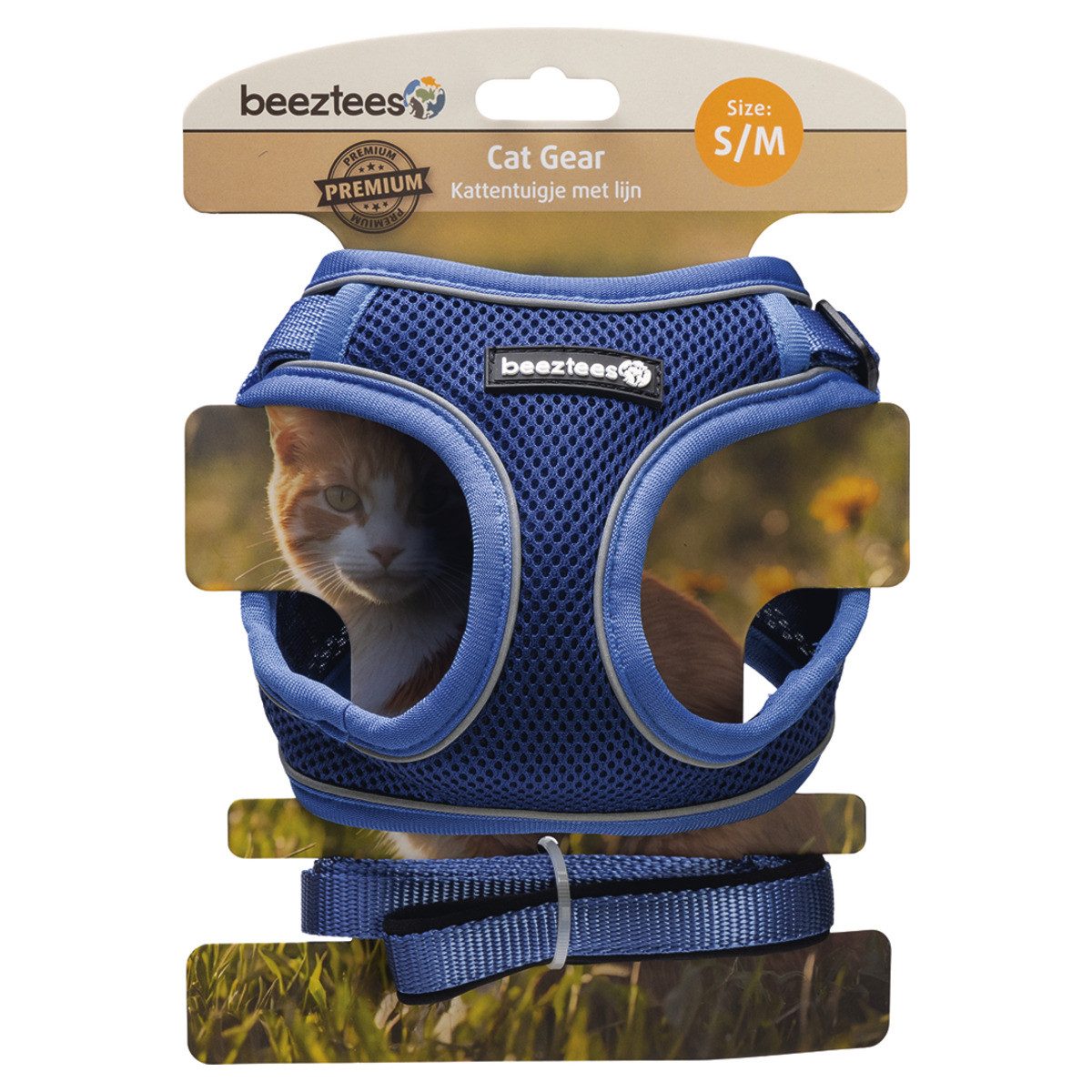 Beeztees Geschirr Katzengeschirr mit Leine aus Nylon blau