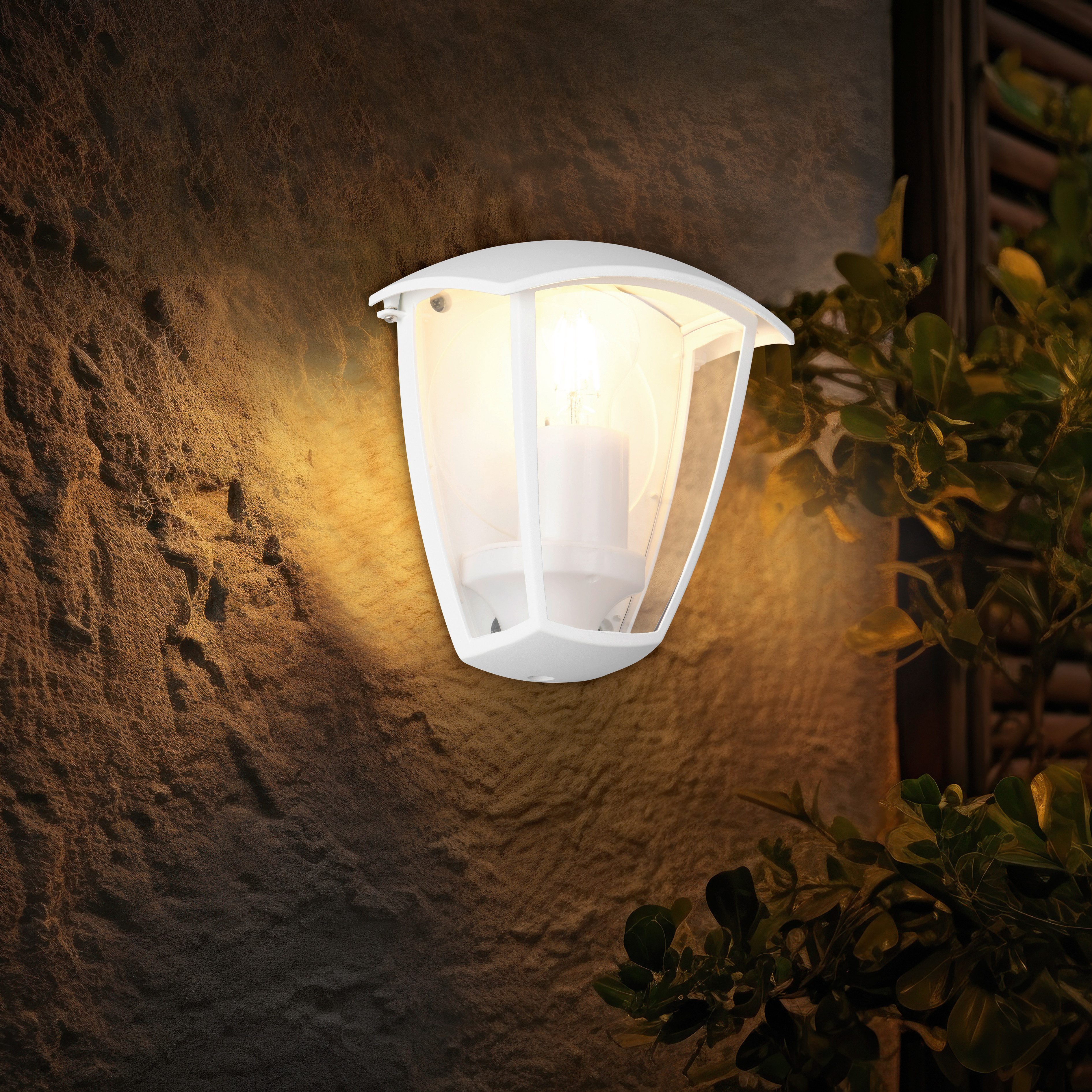 TRIO Leuchten Außen-Wandleuchte VENTA, Outdoor Hauswand Fassadenbeleuchtung, exkl 1x E27 max 10W, IP44, Leuchtmittel wechselbar, warmweiß - kaltweiß, Wandlampe Garten Terrasse, Aluminium mit Kunststoff Schirm transparent