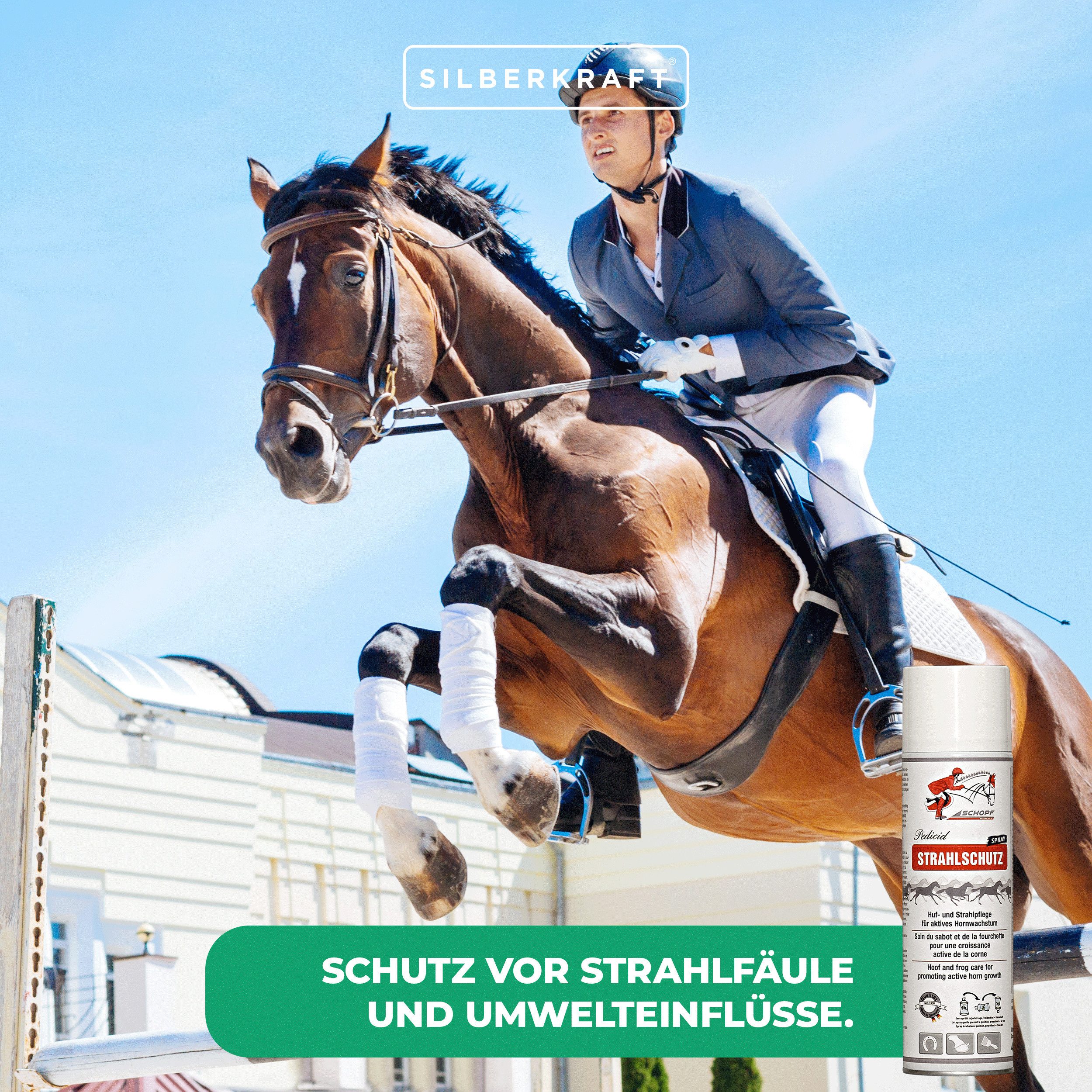 Schopf Riders Striegel Strahlschutz Spray für robuste Pferdehufen
