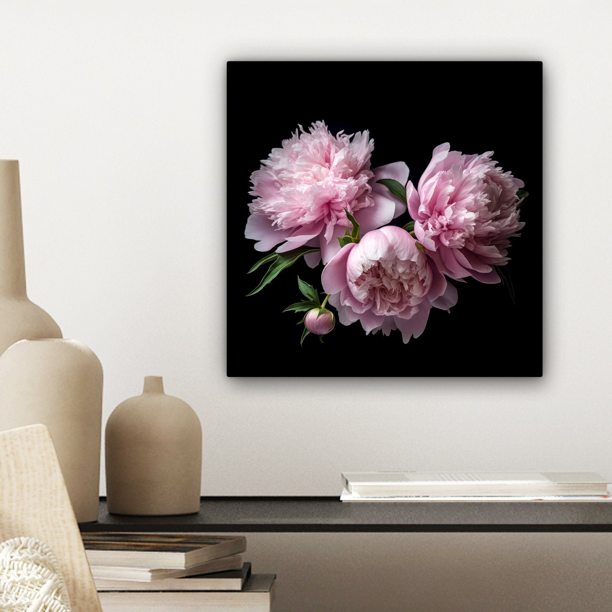 Botanisch Rosa OneMillionCanvasses® - cm - (1 Leinwand - St), Wohnzimmer Pfingstrose Bilder Leinwandbild für 20x20 - Blumig Schlafzimmer, Natur,