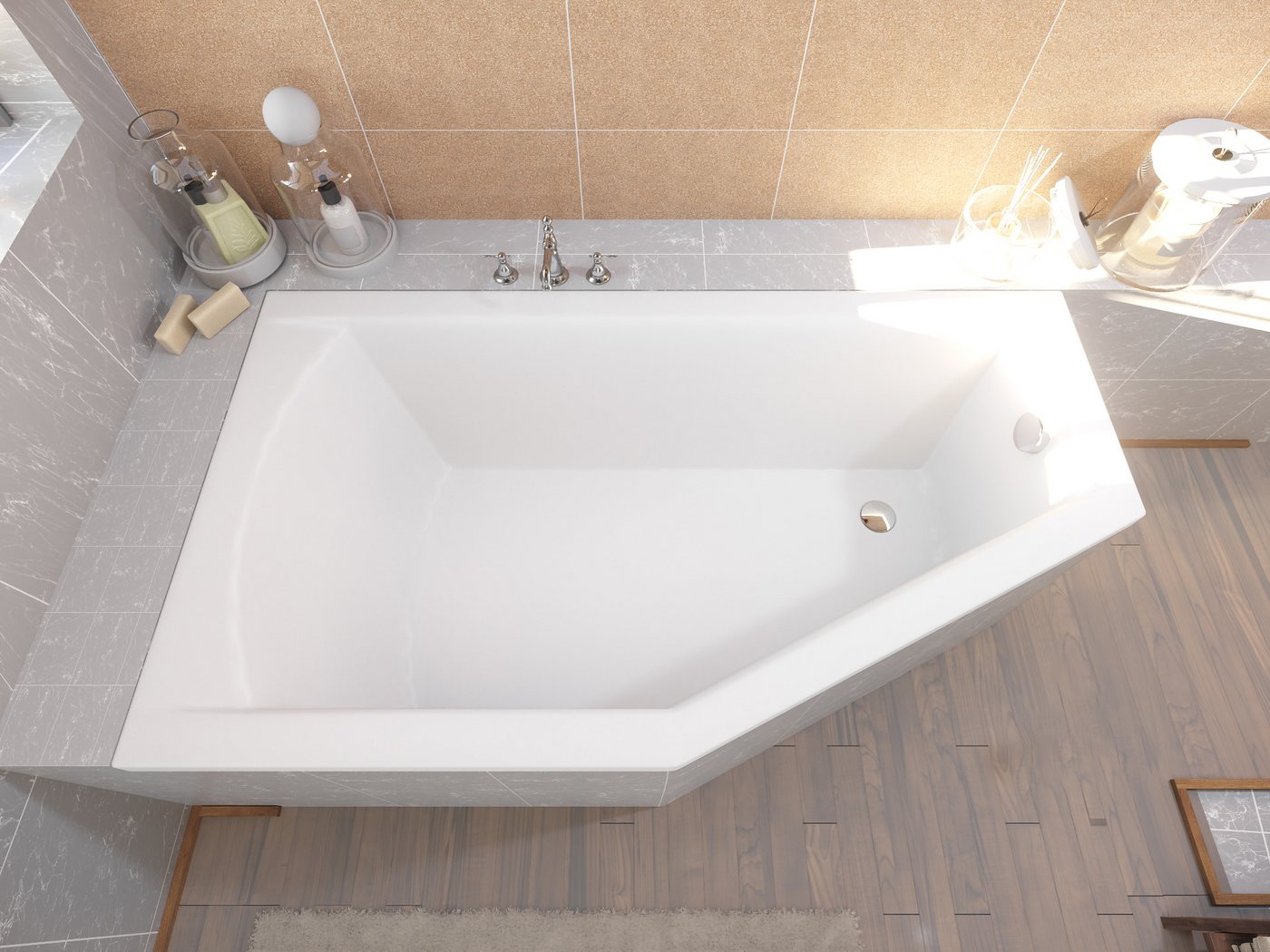 Thumbnail - KOLMAN Badewanne Eckbadewanne Selena 160x90, (Links/Rechts), Ablaufgarnitur & Füße GRATIS