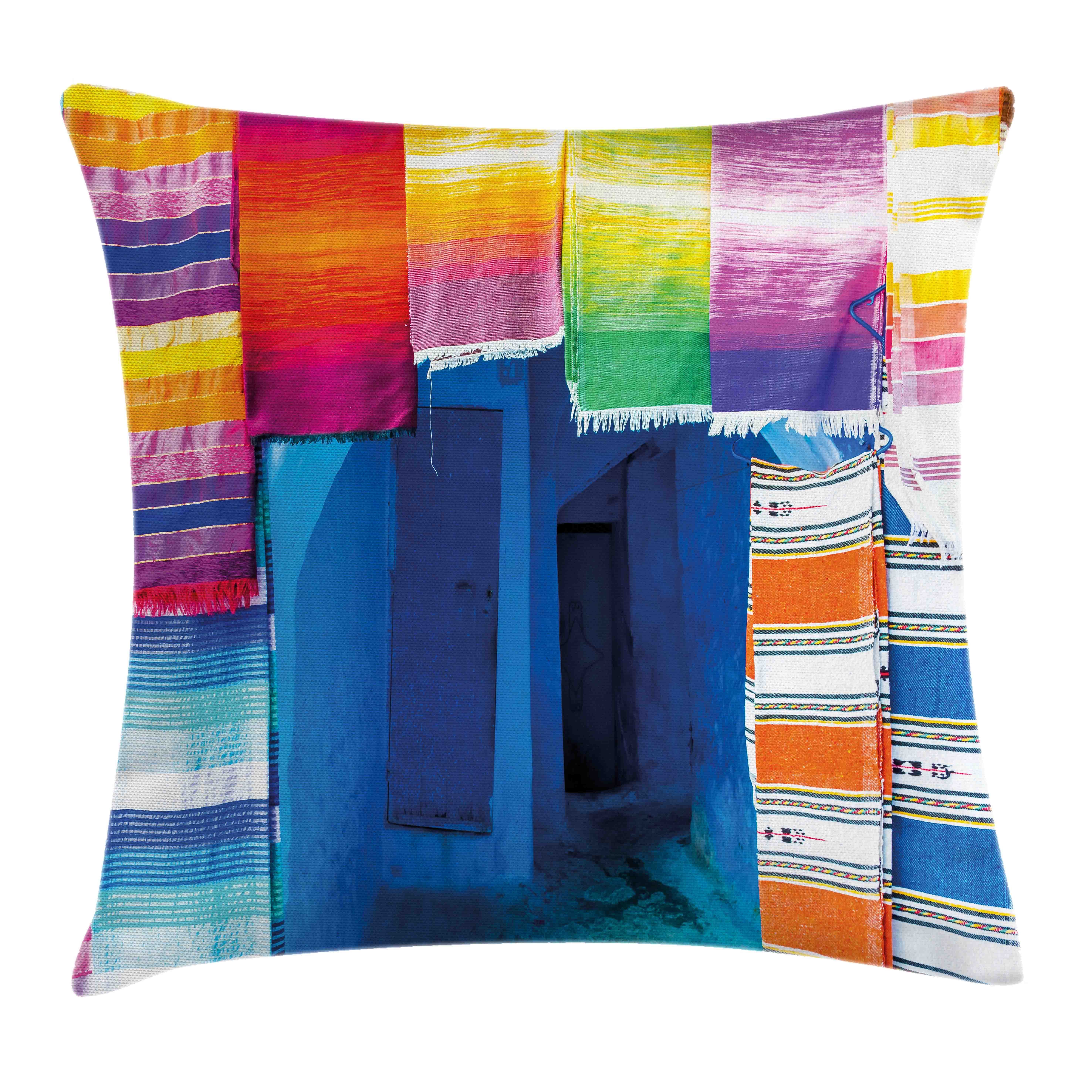 Kissenbezüge Waschbar mit Reißverschluss Kissenhülle mit Farbfesten Klaren Farben Beidseitiger Druck, Abakuhaus (1 Stück), Ethnisch Marokkanische Handwerk Teppiche