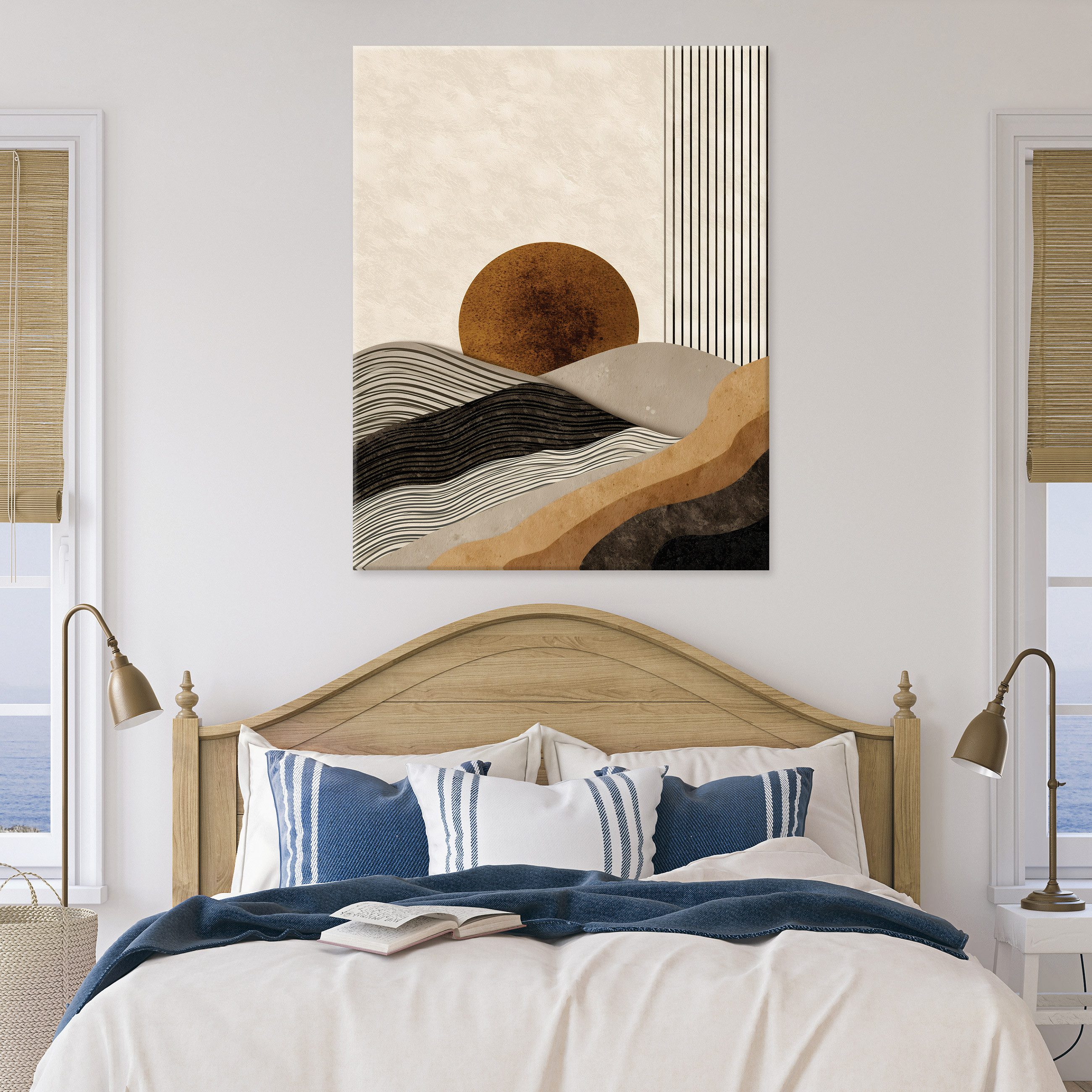 Wallarena Leinwandbild Abstrakt Schwarz Weiß Modern Wandbilder Wand Deko XXL Bilder, Abstrakt (groß Bilder Wohnzimmer Schlafzimmer Einteilig, 1 St), Bilder Klein Wohnzimmer Schlafzimmer Küche Wandbild Wand Deko 40x30