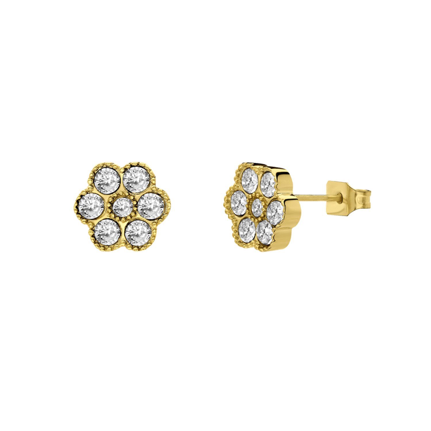 LUCARDI Paar Ohrstecker Ohrring - Stahl - Gold - Zirkonia - Damen