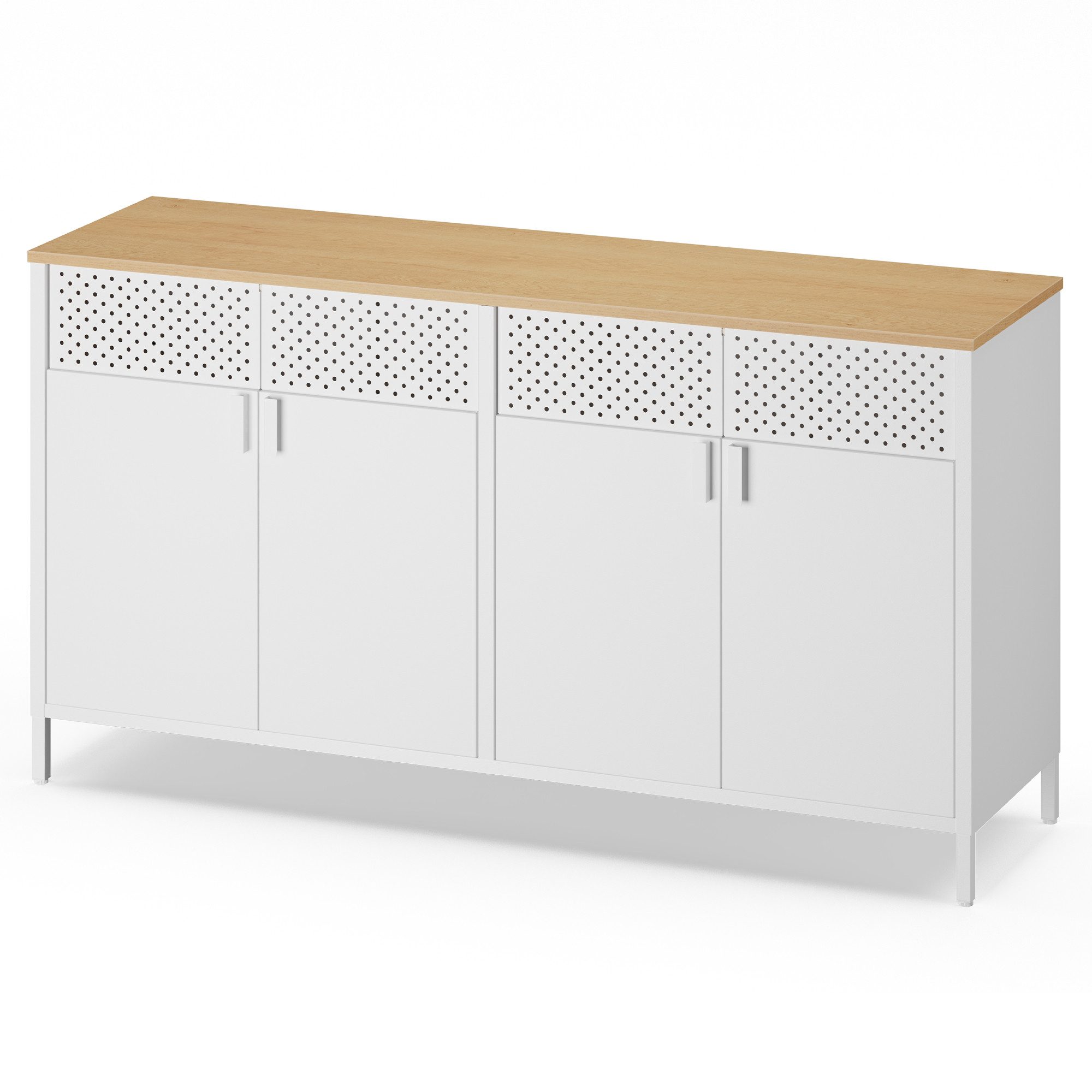 SONGMICS Aktenschrank Metallschrank, Aufbewahrungsschrank, mit 4 Türen Magnetverschluss verstellbarer Einlegeboden, Stahlgestell, 40x141x76cm – Bild 3 von 5
