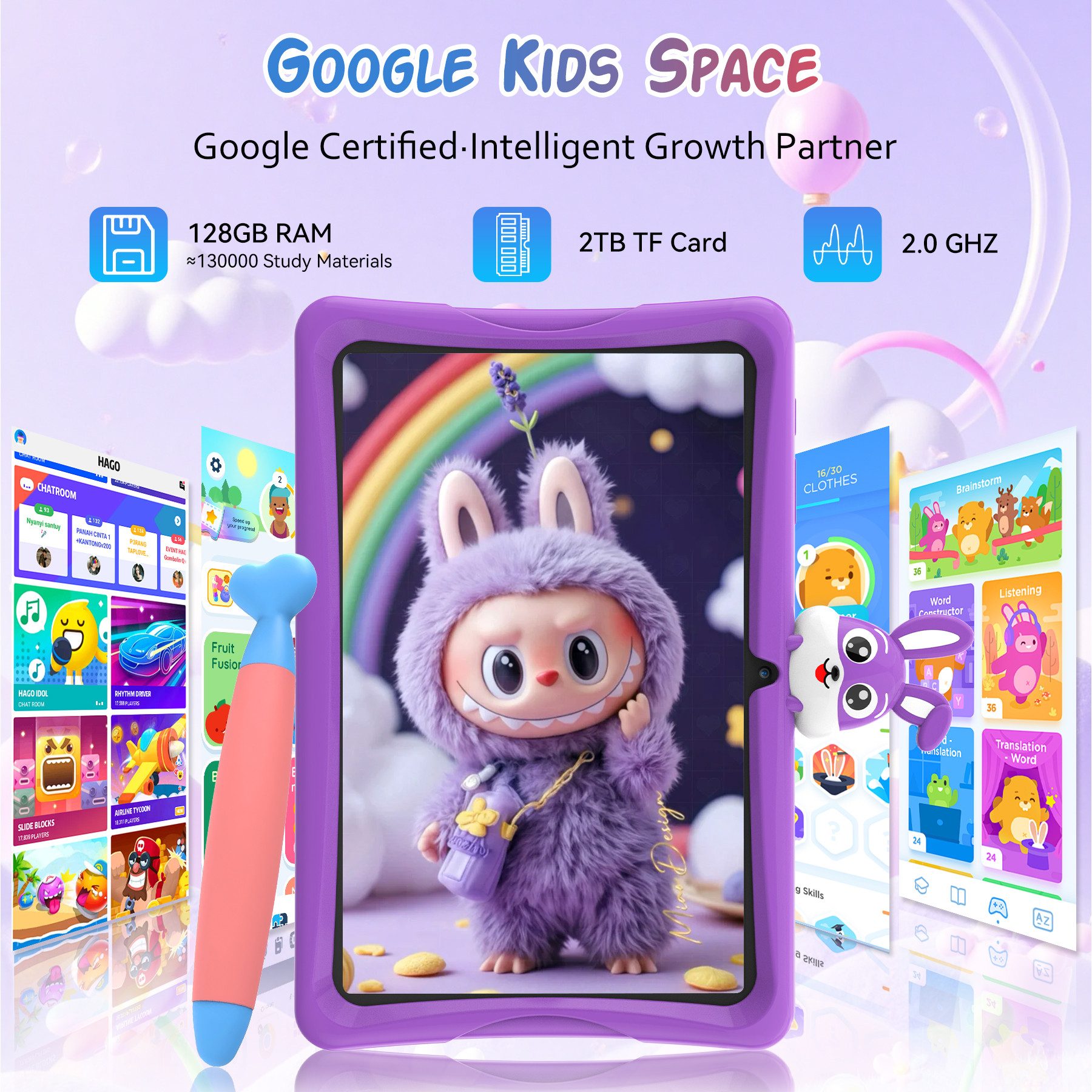 TABWEE 10.1'' Kids Android 64/128GB mit Stylus Tablet (10.1", 64 GB, Android 16, 5G wifi, Android 15, Google Kids Space, Gemini AI, mit Stift) – Bild 5 von 5