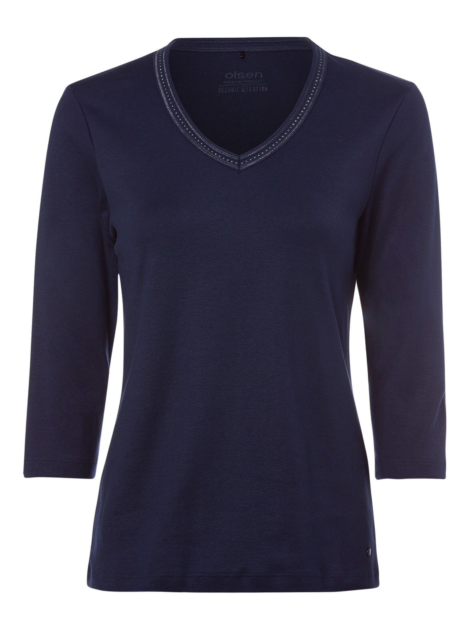 Olsen V-Shirt mit Dekosteinen Power Navy