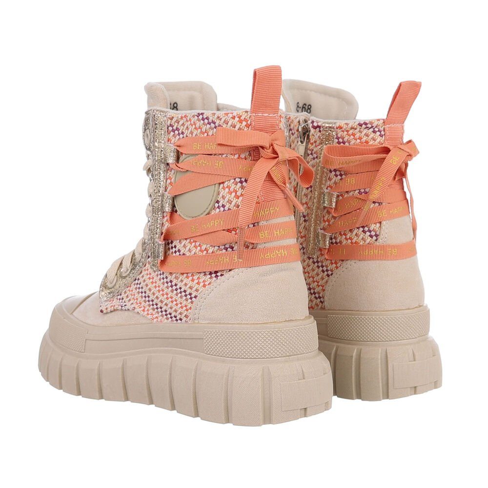Ital-Design Damen High-Top Freizeit Sneakerboots (85757920) Keilabsatz/Wedge Sneakers High in Beige