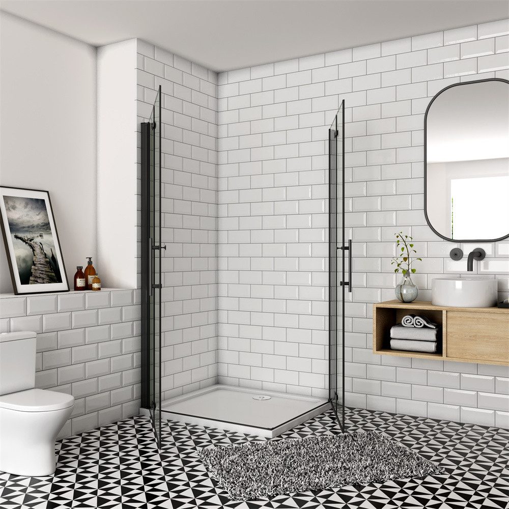 AICA Dusch-Falttür 8mm Nano ESG Eck-Duschkabine Glastür Falttür Duschwand, günstig online kaufen