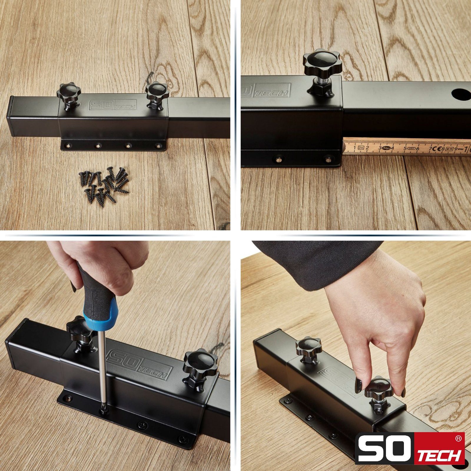SO-TECH® Tischplatte Verlängerung 600 x 40 x 40 mm schwarz Ansteckbeschlag (2 St), zur Erweiterung von Ess-, Schreib und Küchentischen – Bild 4 von 5