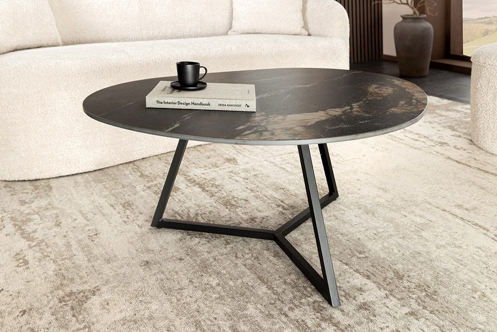 riess-ambiente Couchtisch MARVELOUS 90cm schwarz – Keramik, Metallgestell, günstig online kaufen
