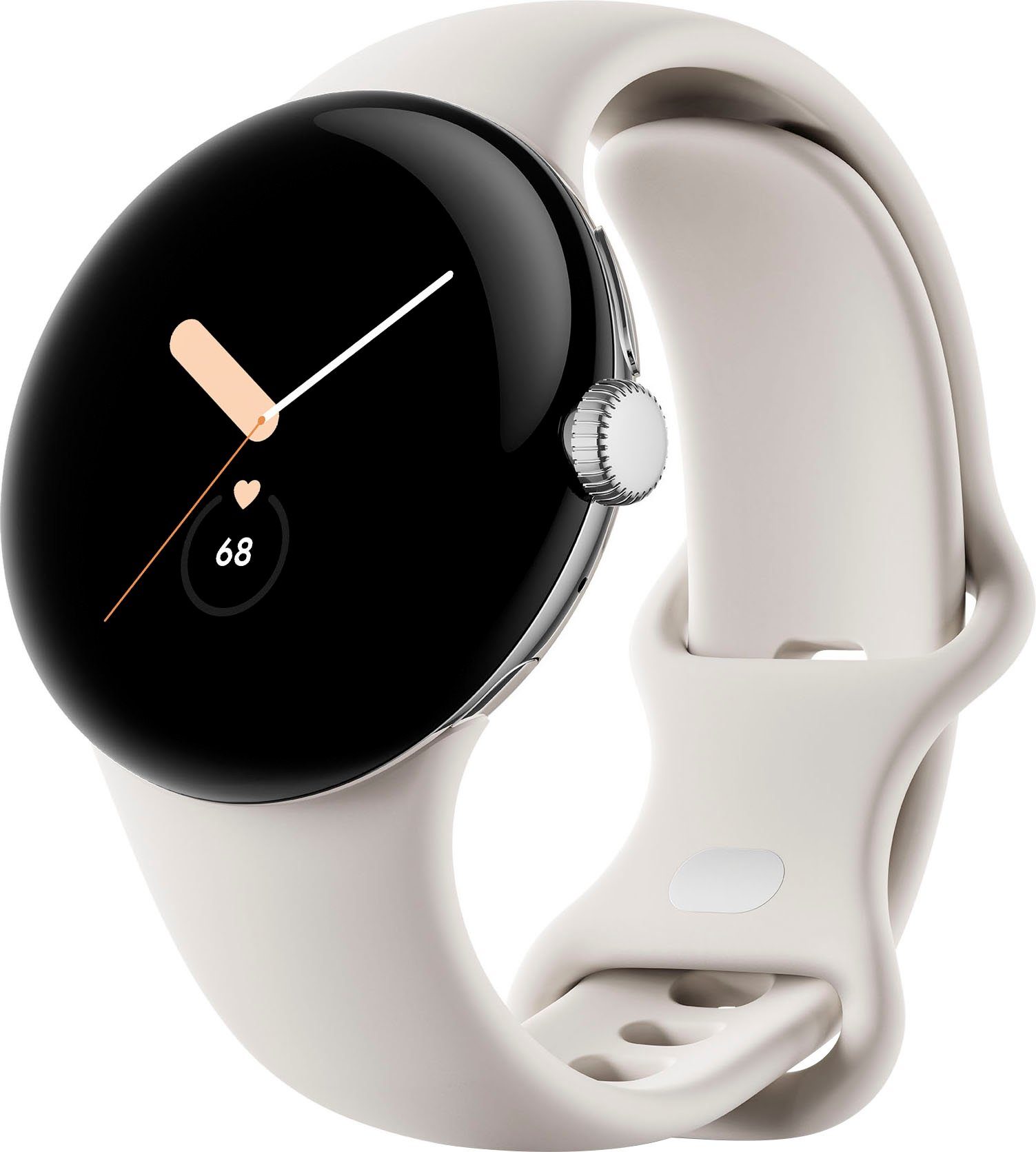 Google Pixel Watch Wifi Smartwatch (4,1 cm/1,61 Zoll, Wear OS by Google) Weiß | Chalk Silver