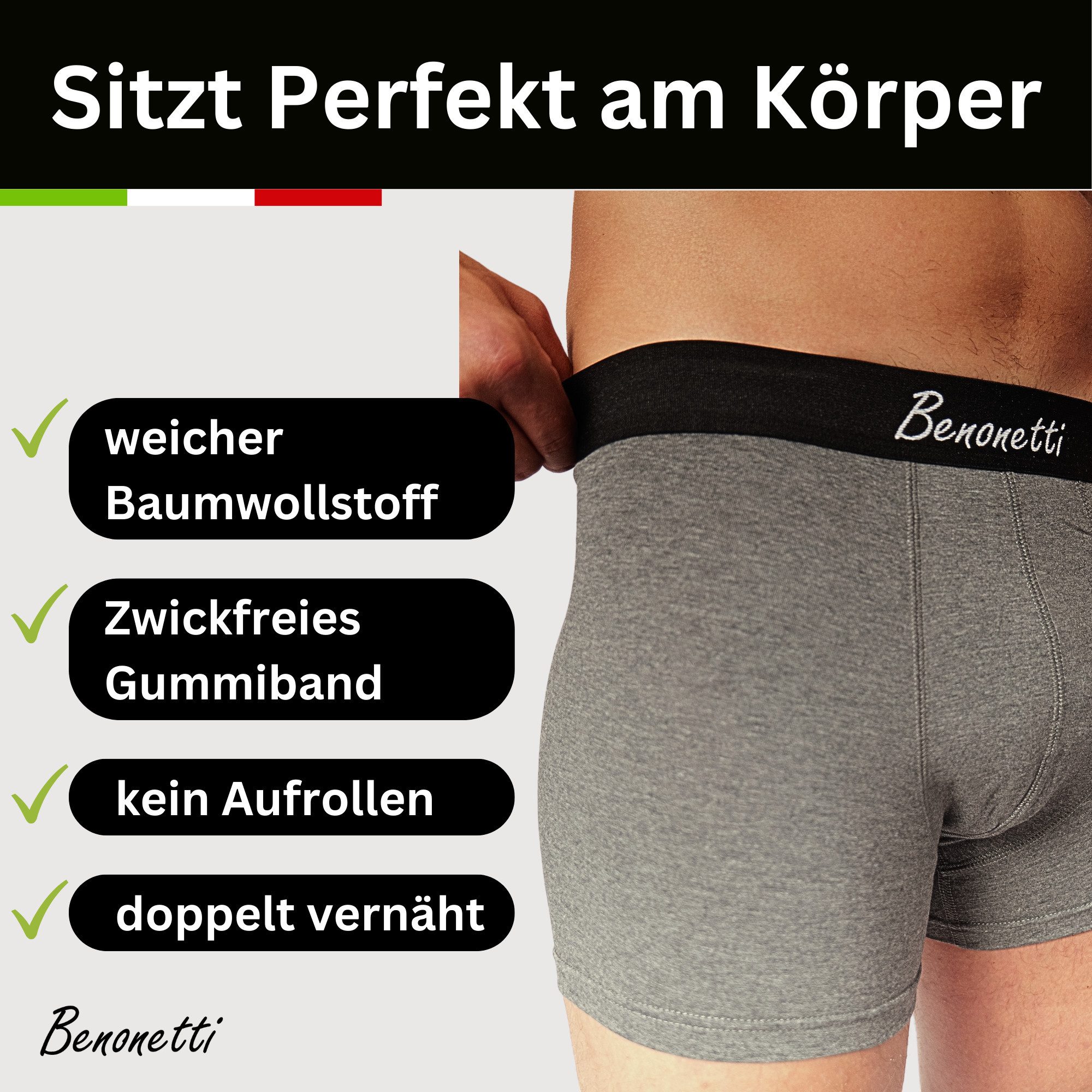 Benonetti Boxershorts weich, langlebig & atmungsaktiv, kein Aufrollen (6 Pa günstig online kaufen