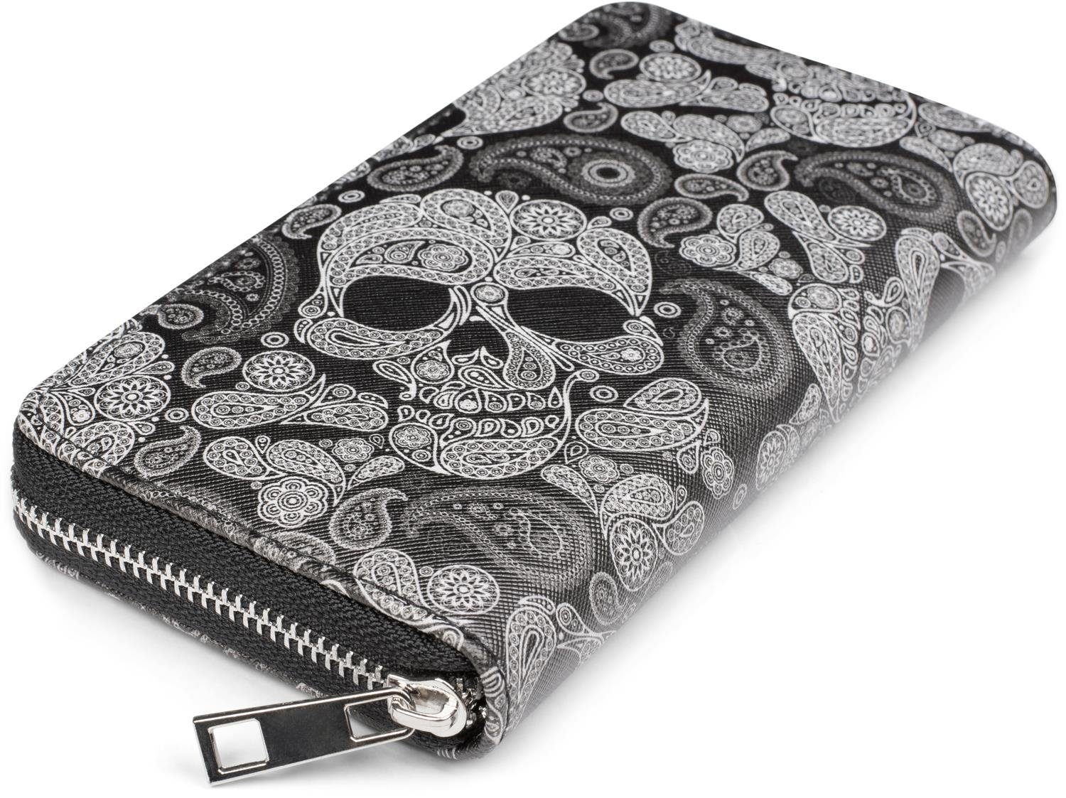 styleBREAKER Geldbörse Paisley mit (1-tlg), Geldbörse Print Totenkopf