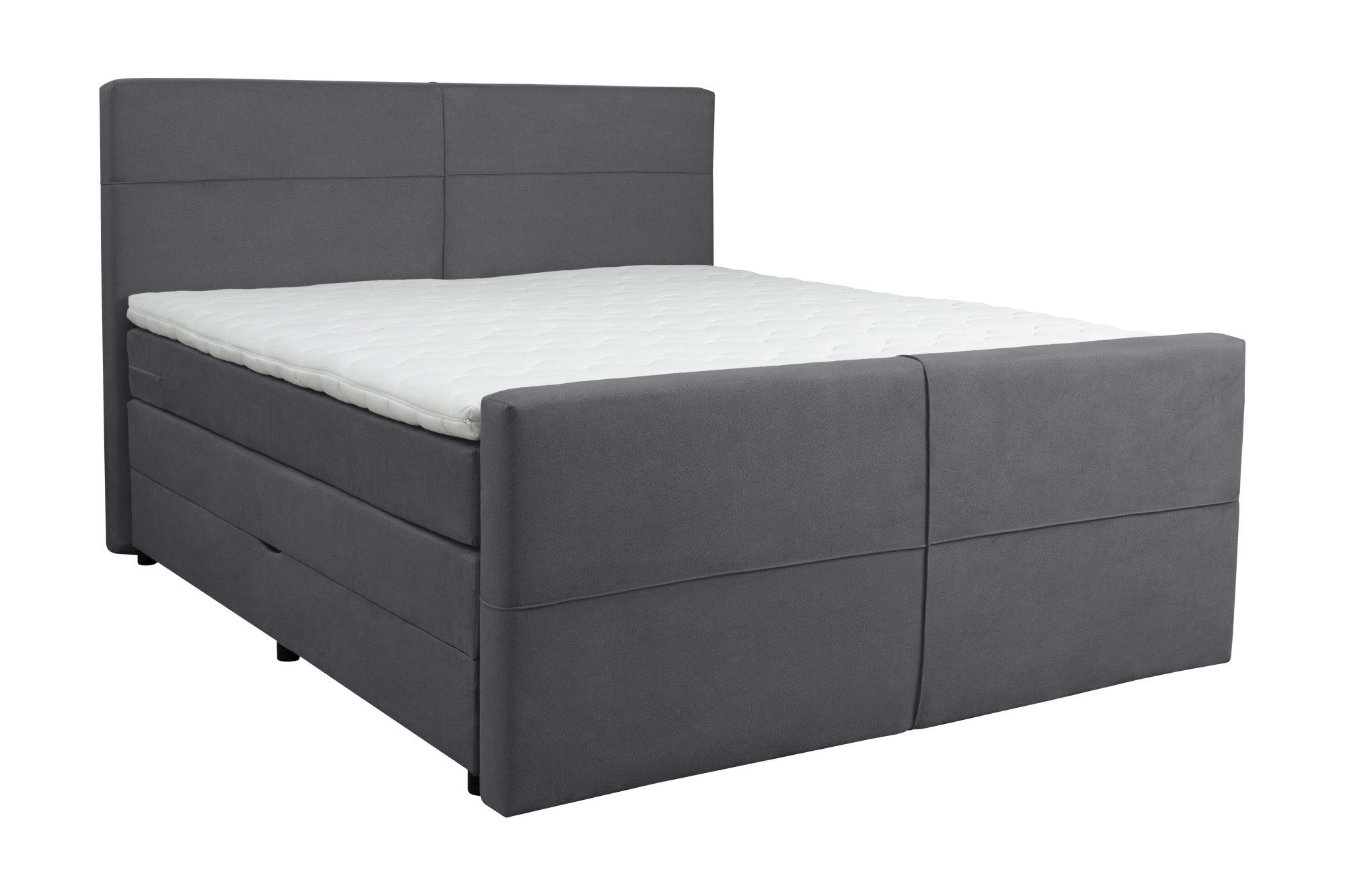 Home affaire Boxspringbett Lucas, Doppelbett, Polsterbett, Federkernbett, Komforbett, 160,180 cm, inkl. Topper, zwei Bettkästen, Taschen-Federkernmatratze, Härtegrad 3