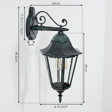 hofstein Außen-Wandleuchte Wandlampe abwärts in antikem Look aus Metall/Glas, ohne Leuchtmittel, Wandleuchte, Außenleuchte für Terrasse/Veranda, E27