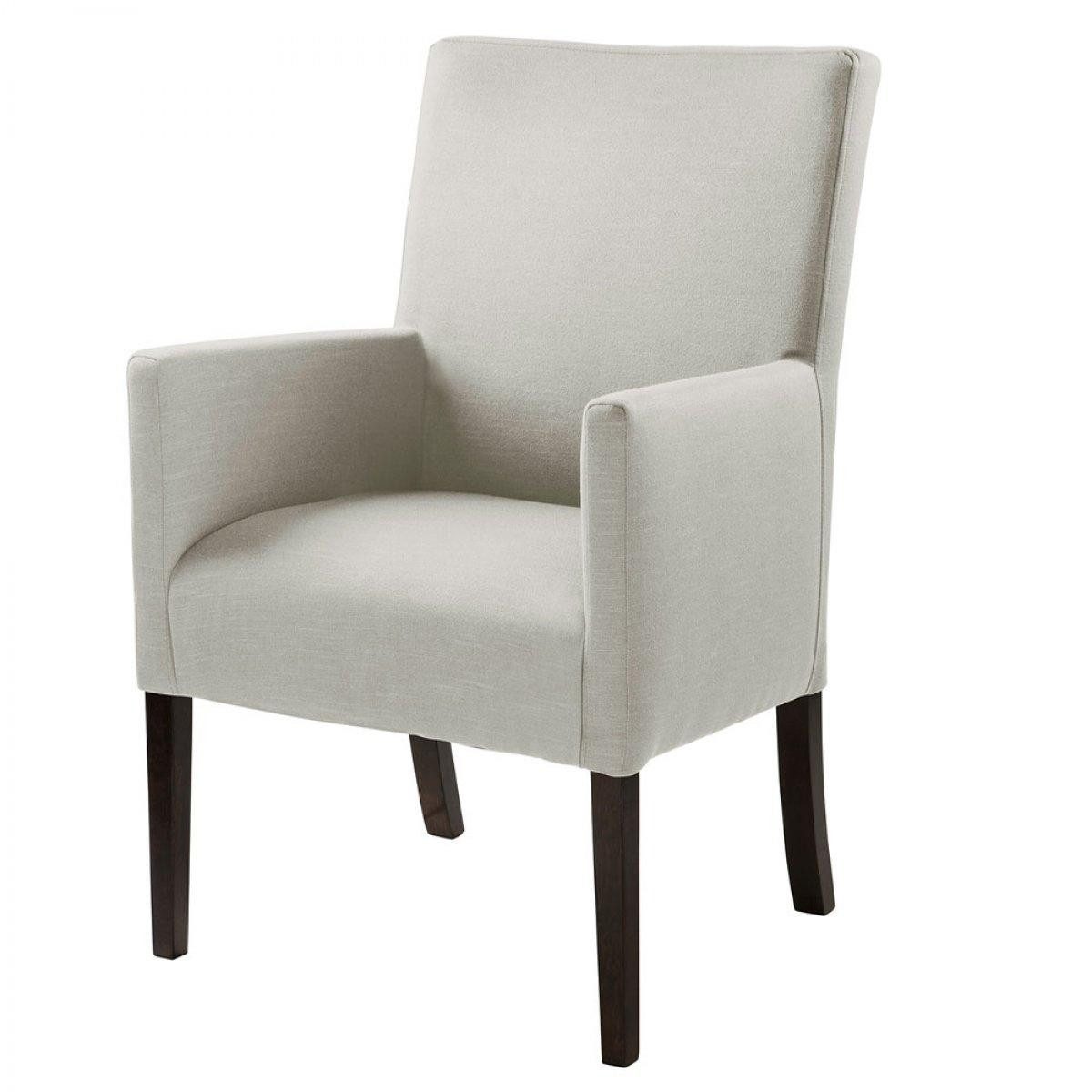 Fink Stuhl Esszimmerstuhl mit Armlehne David Leinenoptik Creme