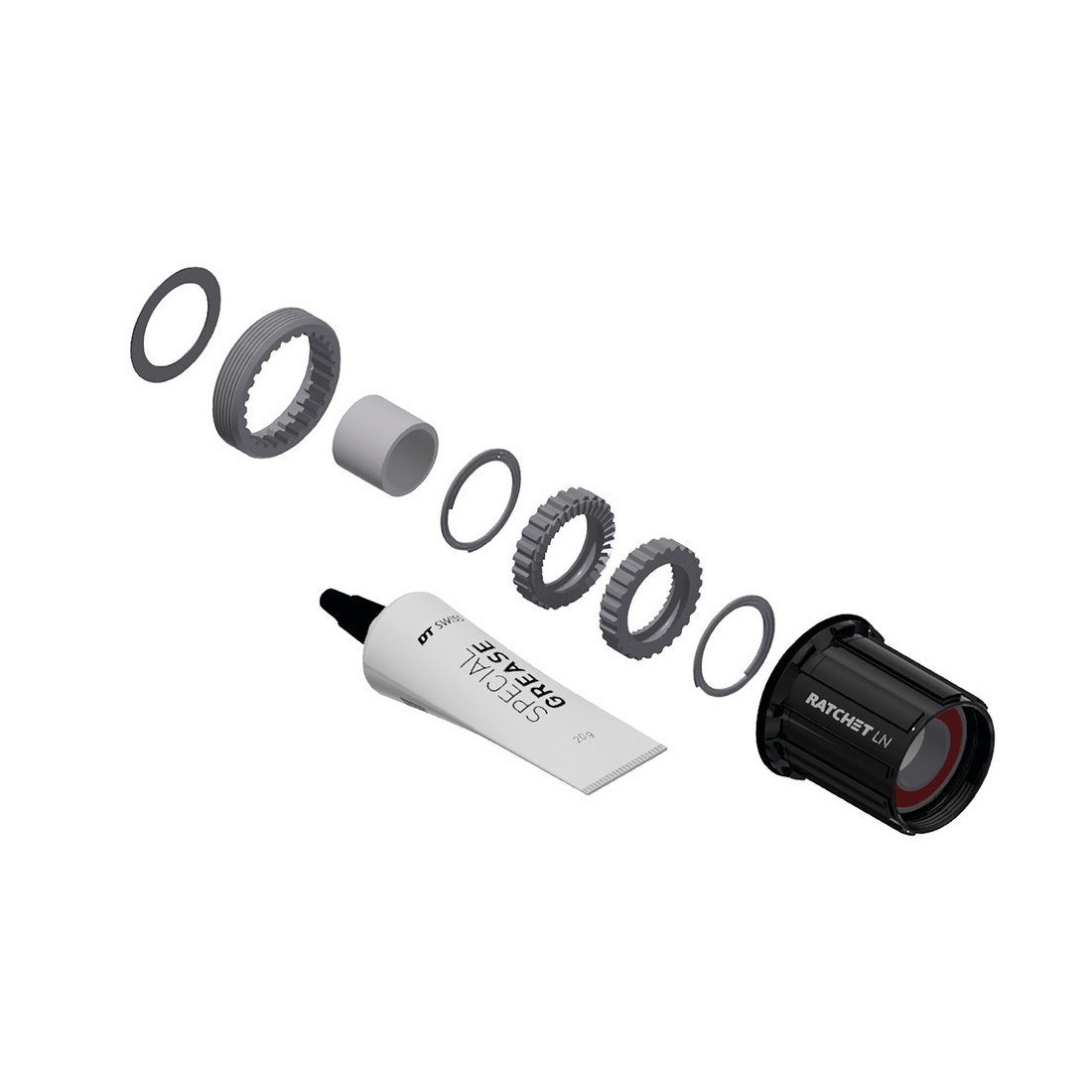 DT Swiss Hinterradnabe Umrüstkit HR-Nabe Alu, 3 Pawl in Ratchet LN, Shimano, 36 T