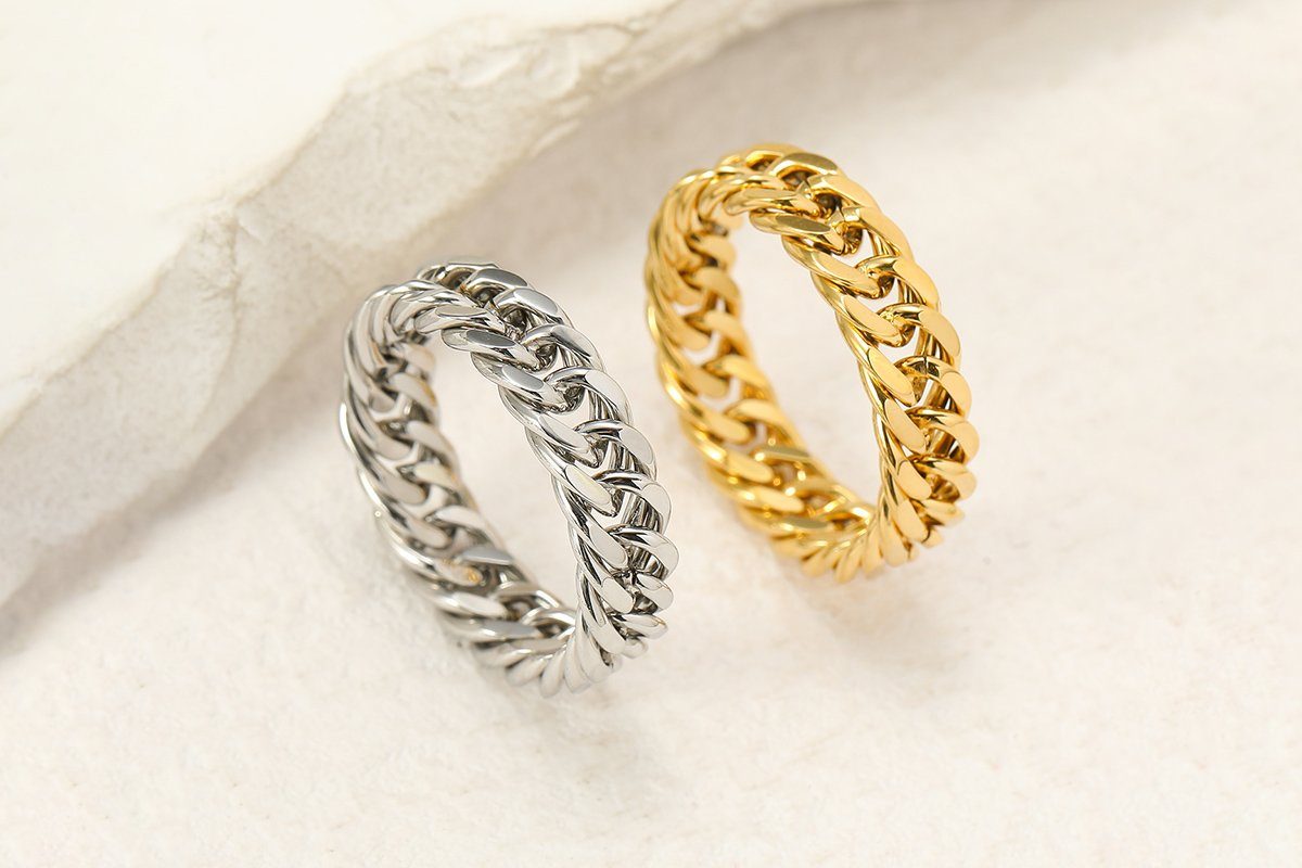 Eyecatcher Fingerring Panzerketten Ring Gold oder Silber Kettenglieder Fingerring, Kettenglieder Ring, Panzerketten Ring