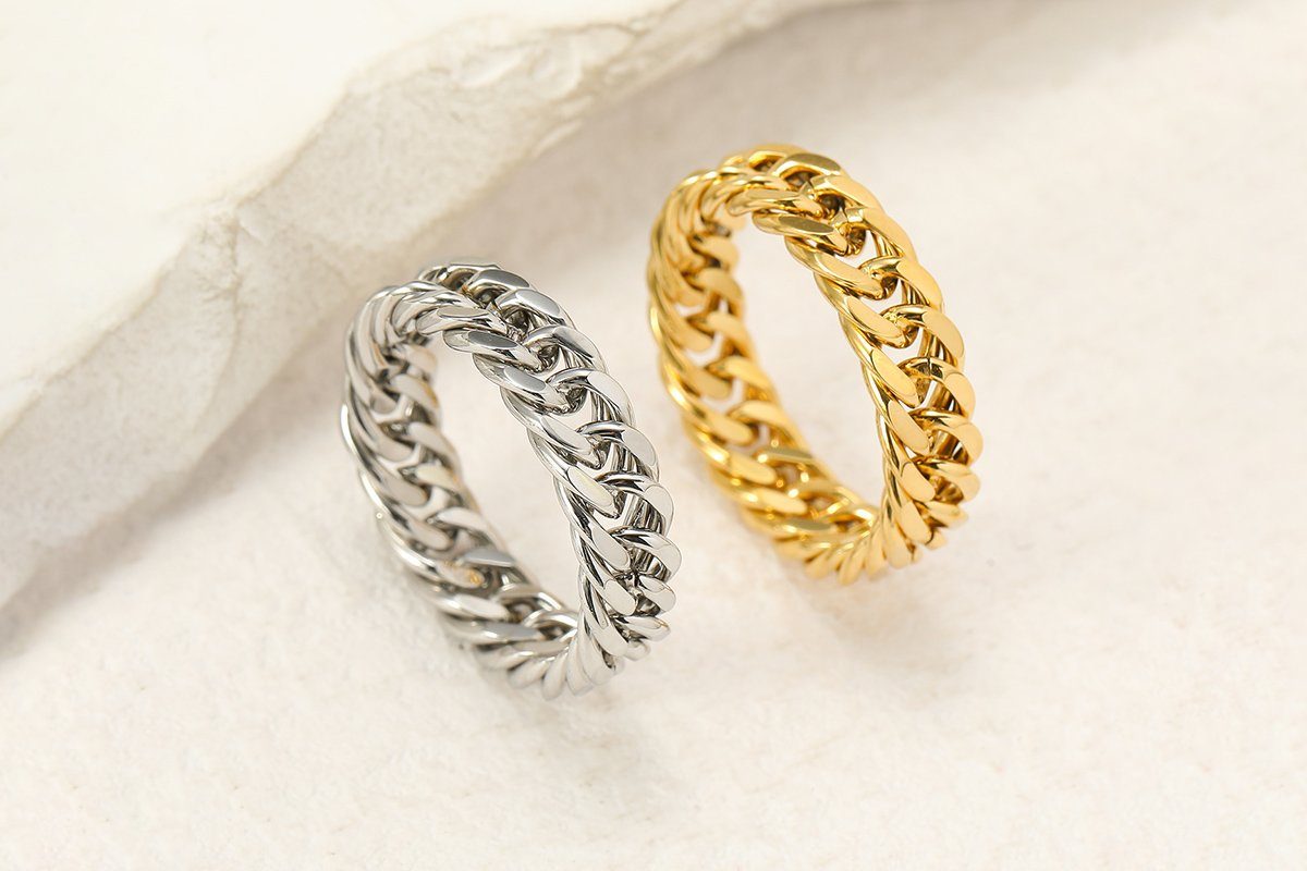 Panzerketten Kettenglieder Ring Panzerketten Ring, oder Eyecatcher Gold Fingerring Silber Fingerring, Kettenglieder Ring