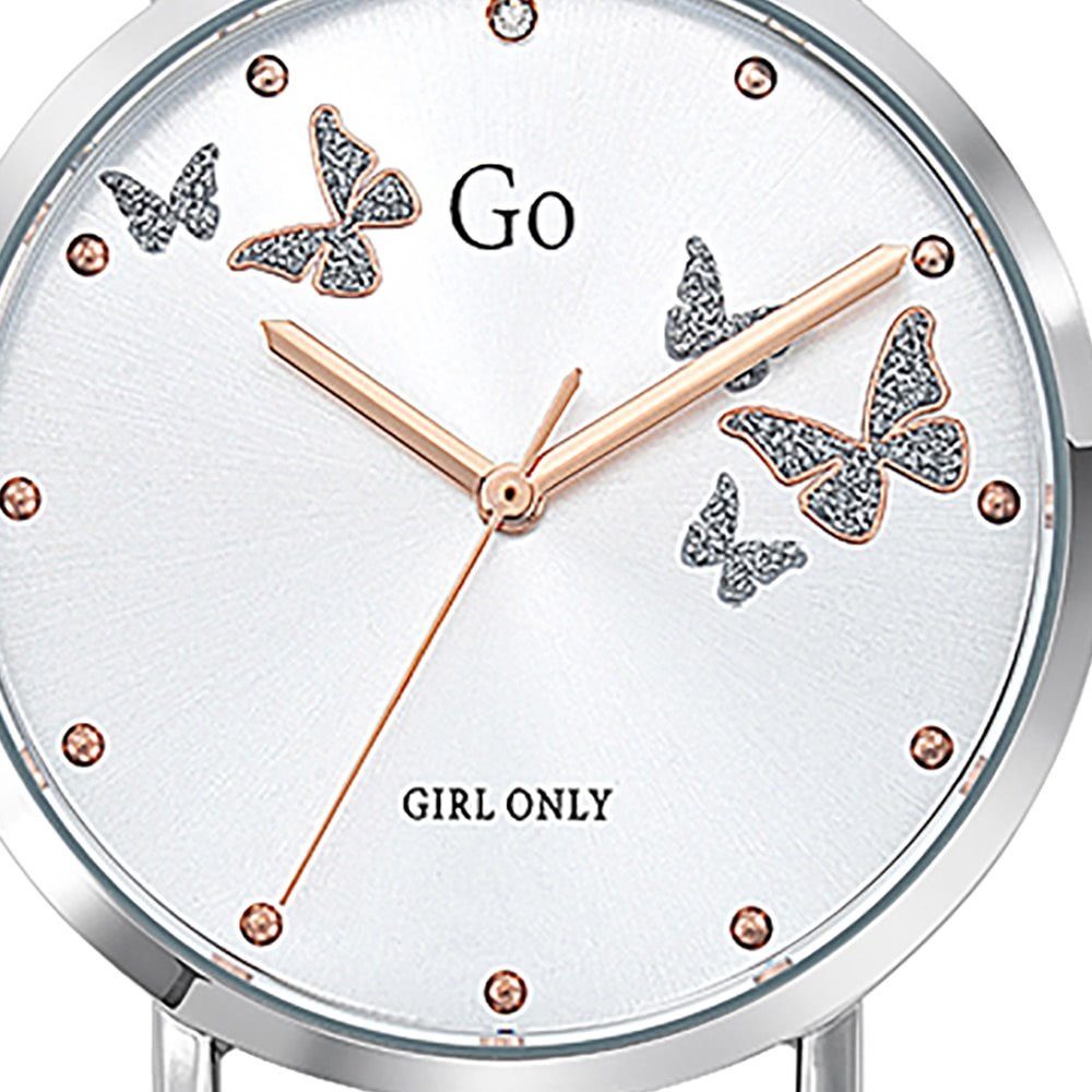 Girl Only Quarzuhr Girl Only Damen Armbanduhr weiß, (Analoguhr), Damenuhr GO weiß, mittel (ca. 34mm) Lederarmband, Fashion-Style