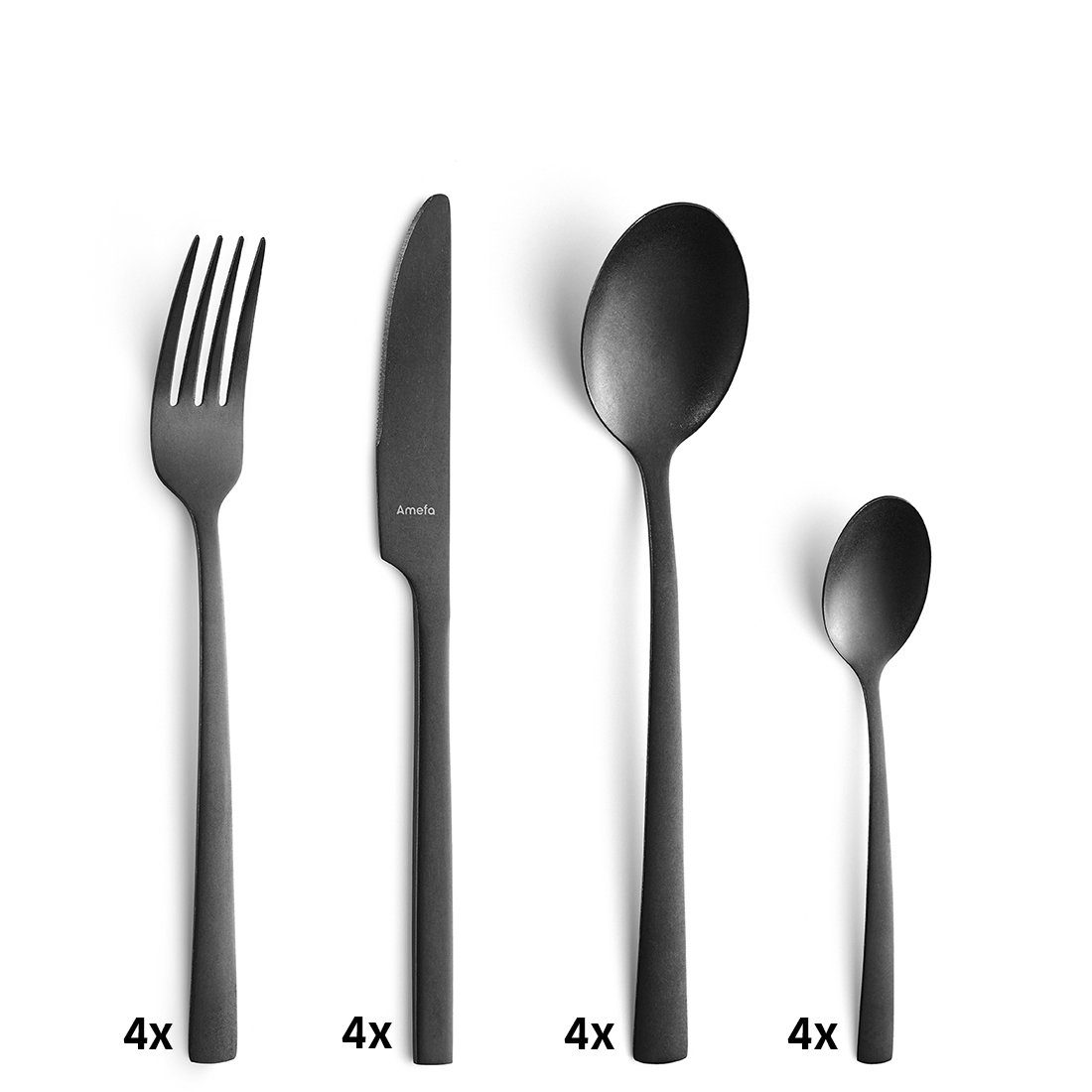 Amefa Besteck-Set MANILLE (16-tlg), 4 Personen, Edelstahl Rostfrei 18/0, Handreinigung empfohlen, schwarzfarbender PVD Veredelung, vintage