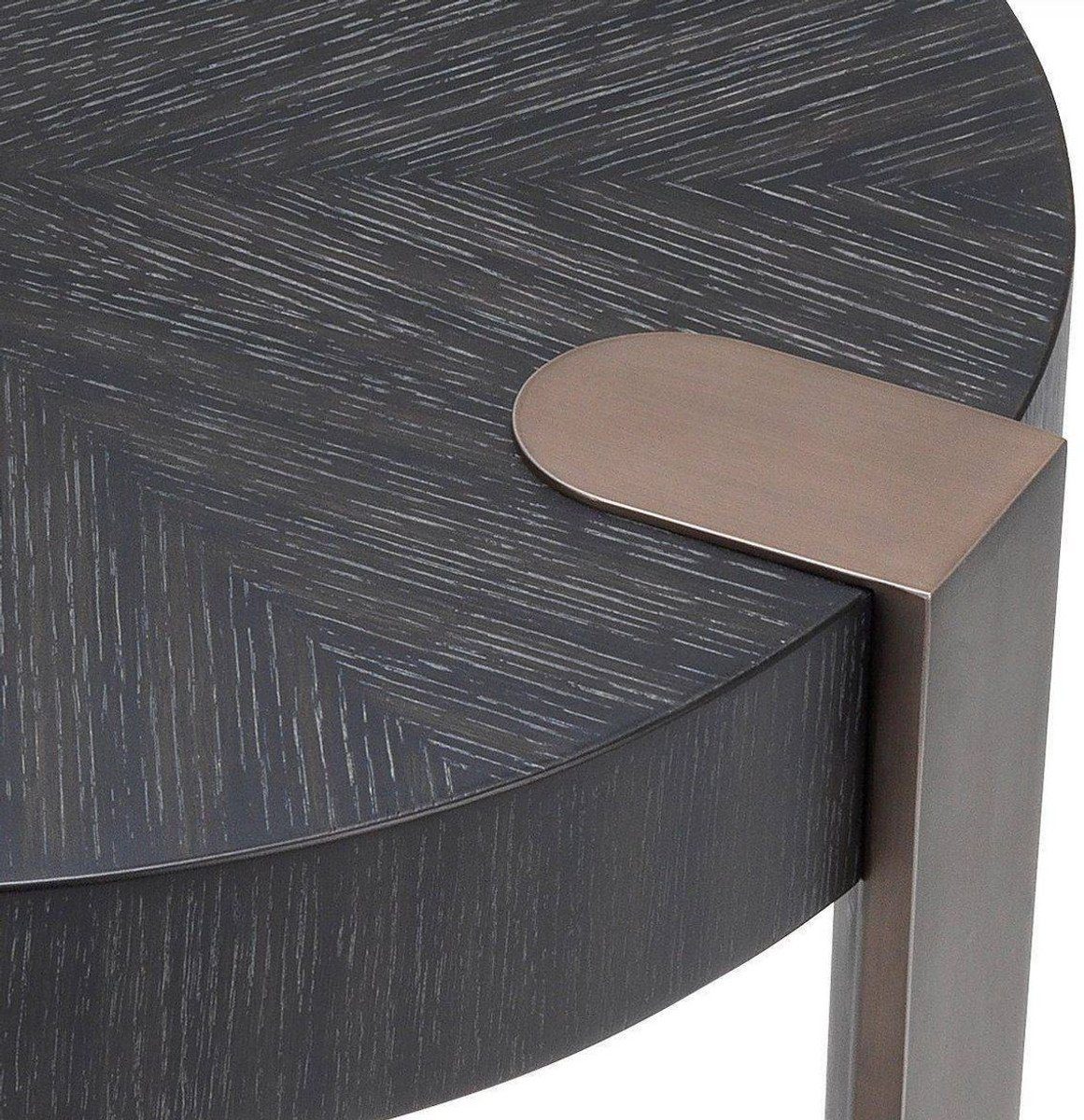 Qualität Tisch - / - Luxus - Anthrazitgrau x Stahlbeinen 55,5 Massivholz Luxus Casa 57 Bronzefarben mit cm Beistelltisch Ø H. Runder Möbel Beistelltisch Padrino