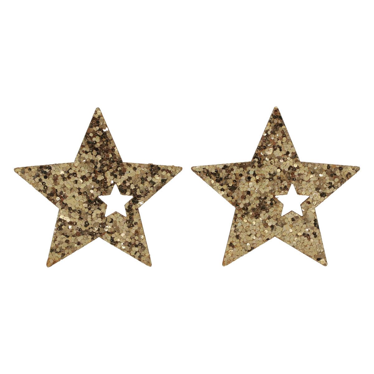 Florists Products Weihnachtsmann Weihnachtsdekoration Holzsterne Natur und Gold Glitter, 5cm, 72 Stück