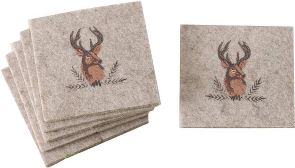 BOLTZE Getränkeuntersetzer Boltze Untersetzer Filz Rudolf beige 6er Set 10x10cm