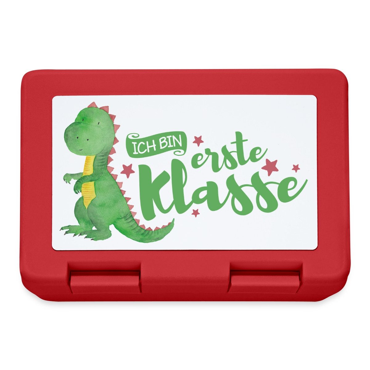 Spreadshirt Lunchbox Einschulung Dino Erste Klasse Dinosaurier Brotdose Lunchbox, Plastik, Aluminium