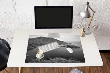 MuchoWow Gaming Mauspad Skandinavische Küste schwarz-weiß Fotodruck (1-St), Büro für Tastatur und Maus, Mousepad Gaming, 90x60 cm, XXL, Großes