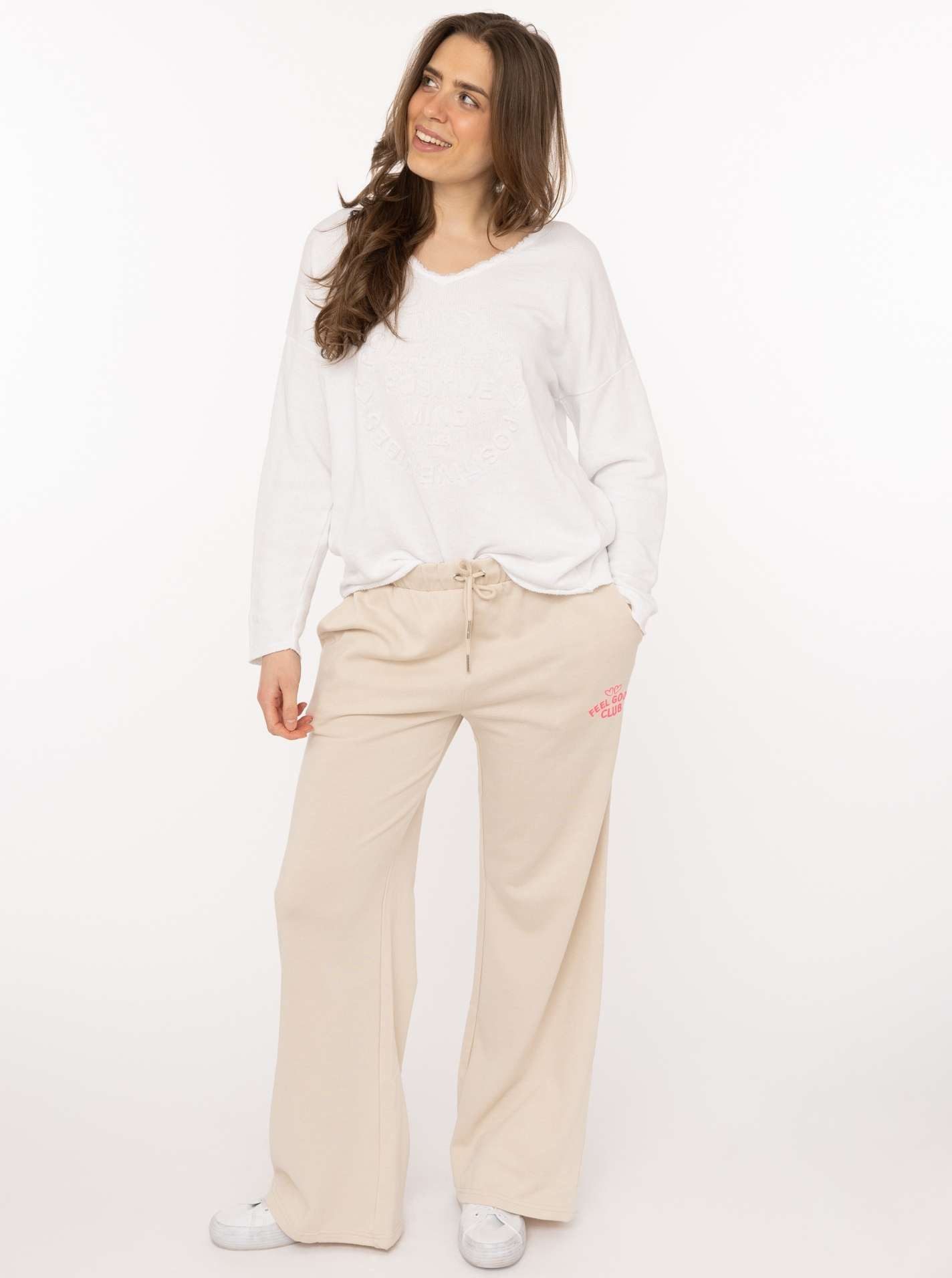 Zwillingsherz Sweathose "Feel Good Club" unifarben, kleine Stickerei